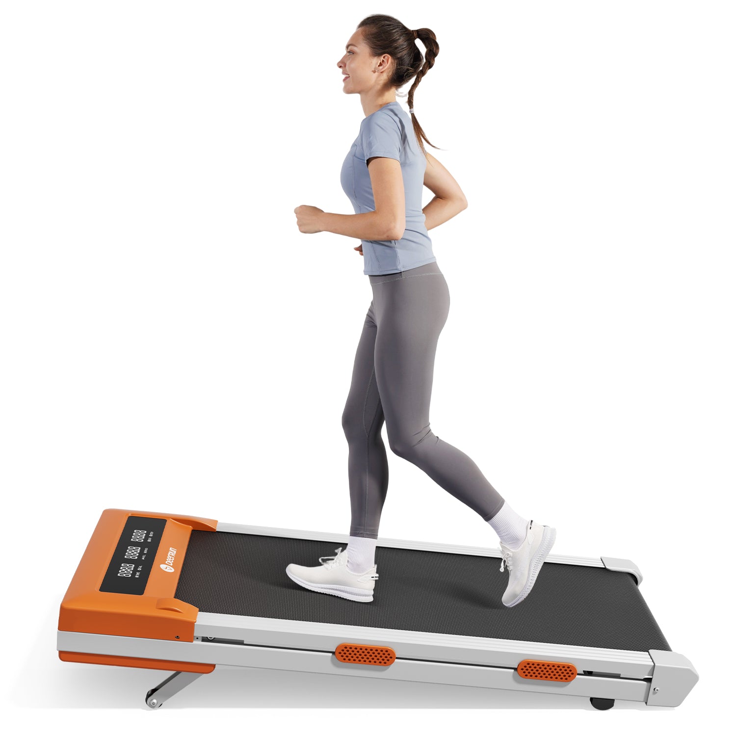 DeerRun Z10 Smart Walking Pad Treadmill with remote control 12% Auto Incline - Luxe Orange