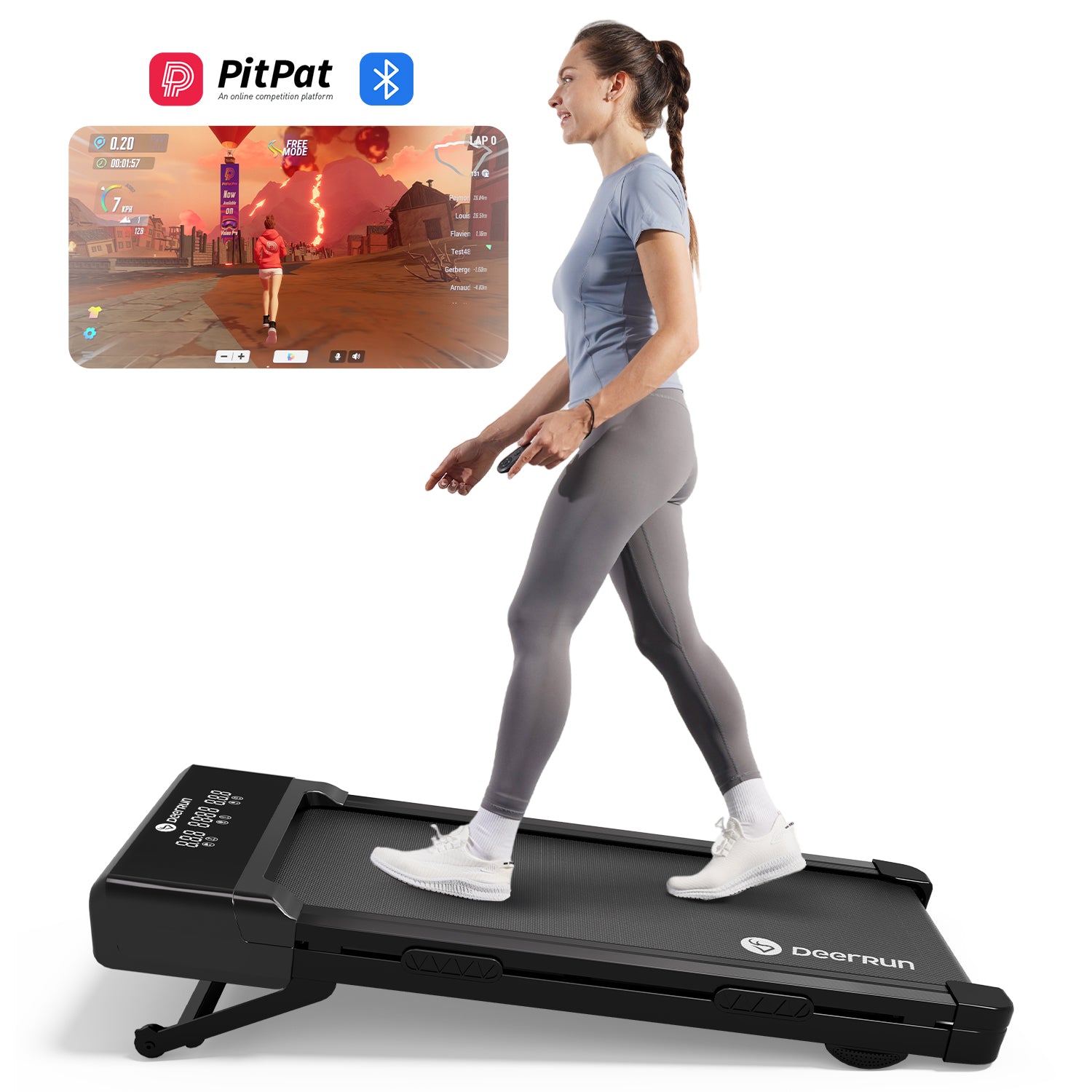 DeerRun Z10 Upgrade Full-screen Smart Walking Pad Treadmill with remote control 12% Auto Incline - Black, More Light, More Thin