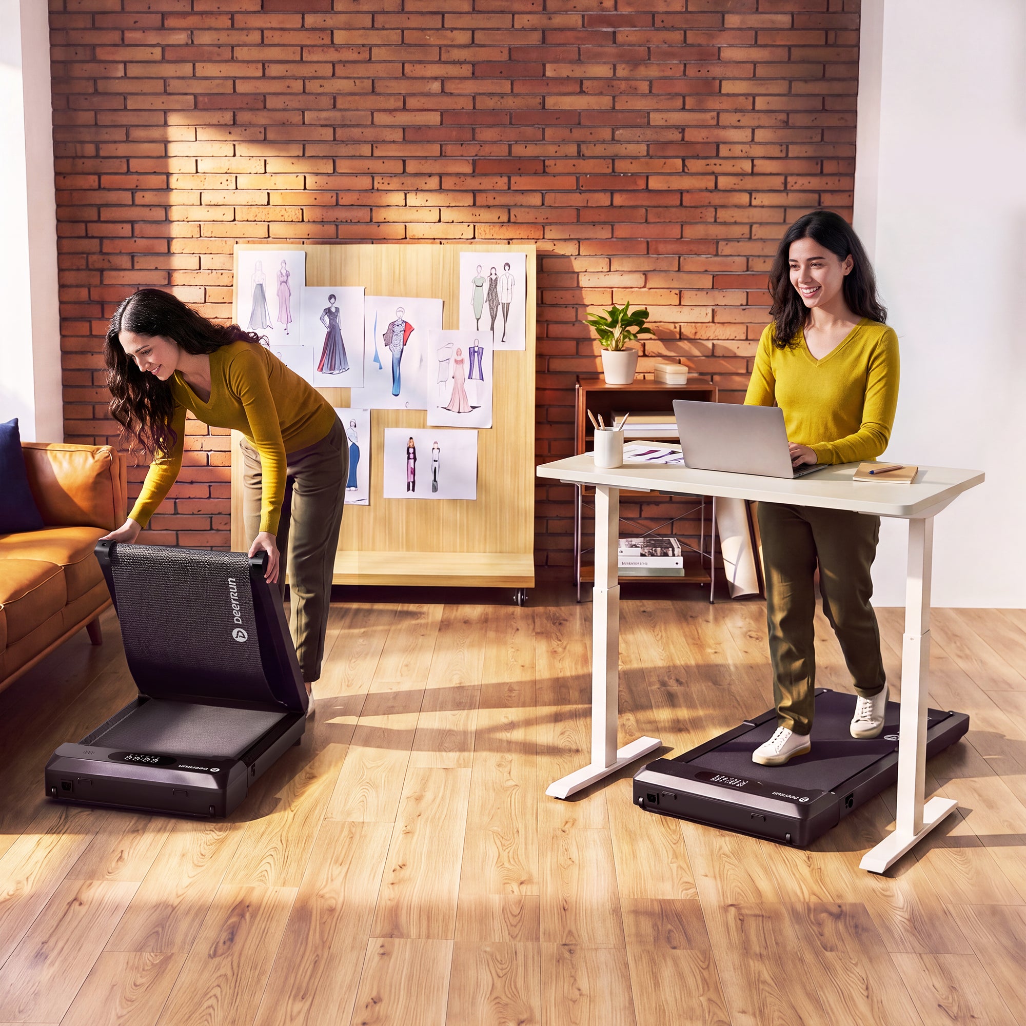 DeerRun Sleek Fold SE Fold-in-Half Walking Pad for Small Spaces