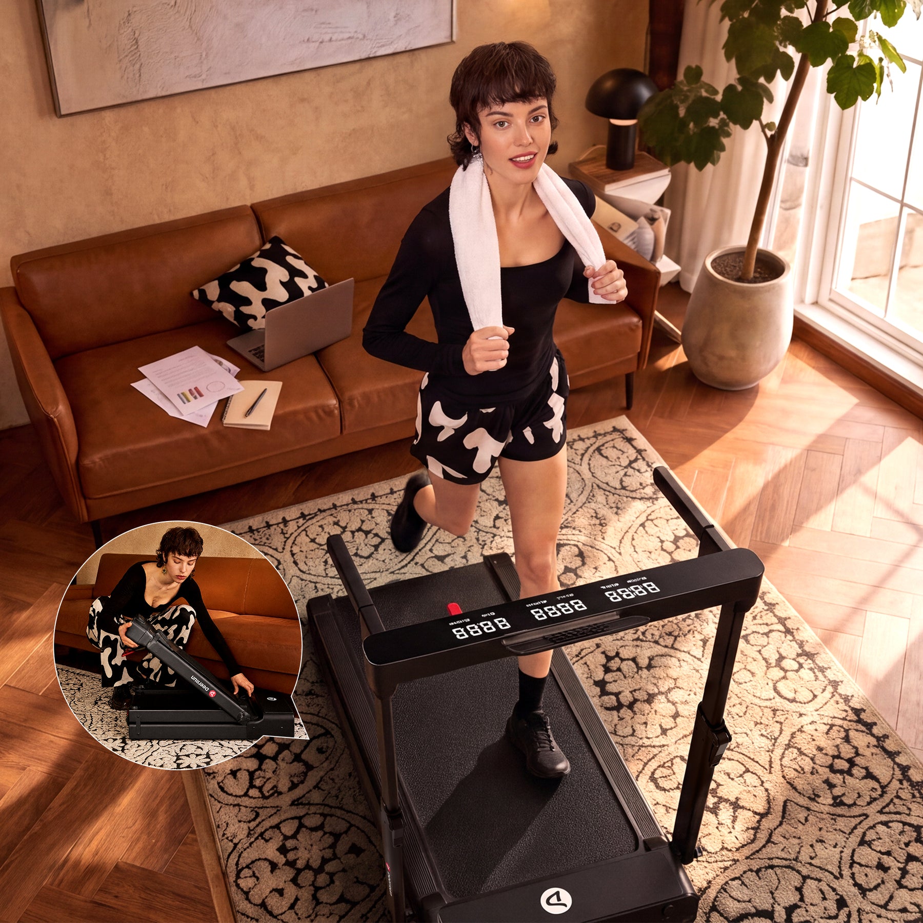 DeerRun Flex Fold 1 fold flat treadmill