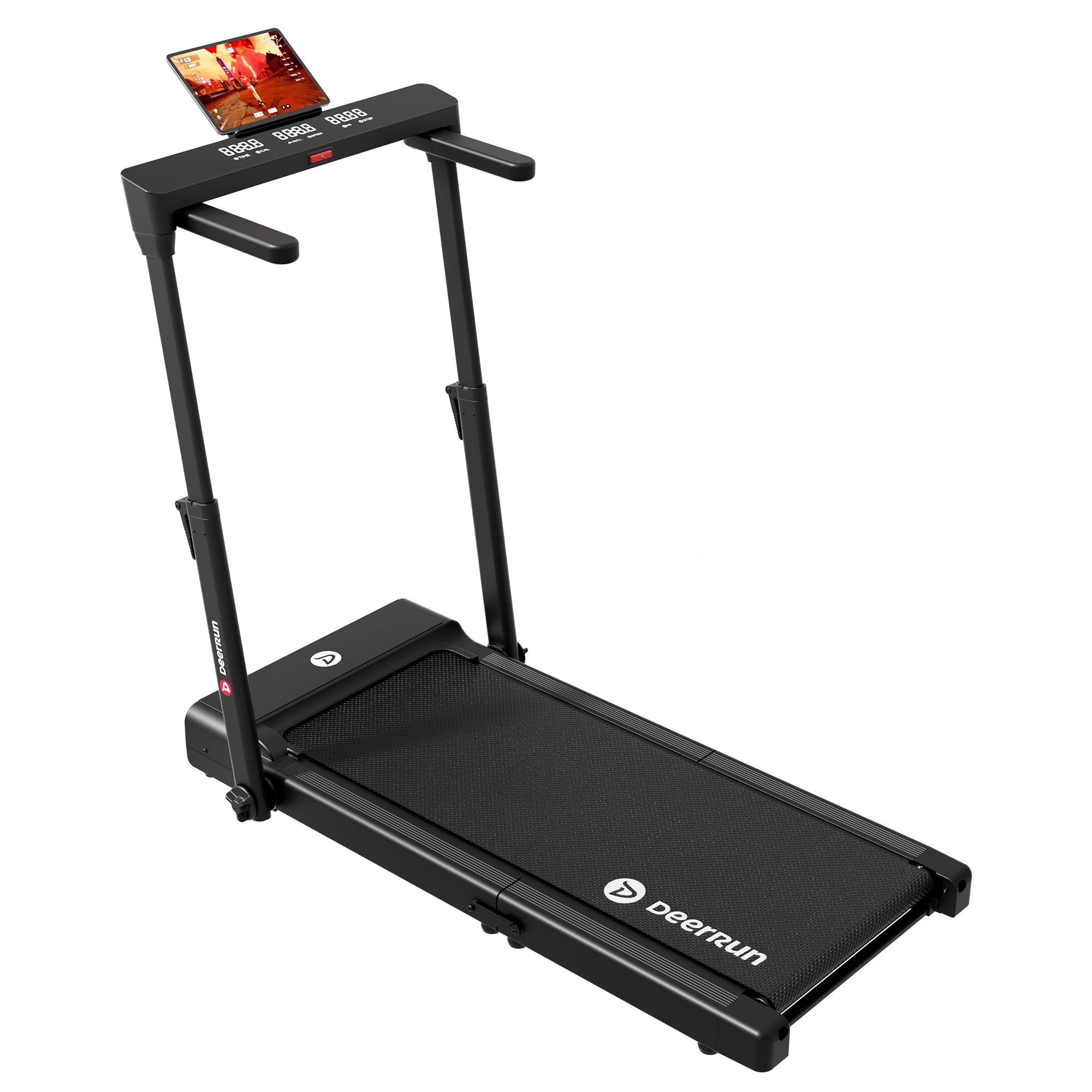 DeerRun Flex Fold 1 Fold-in-Half Treadmill With Handrail for Walking & Jogging