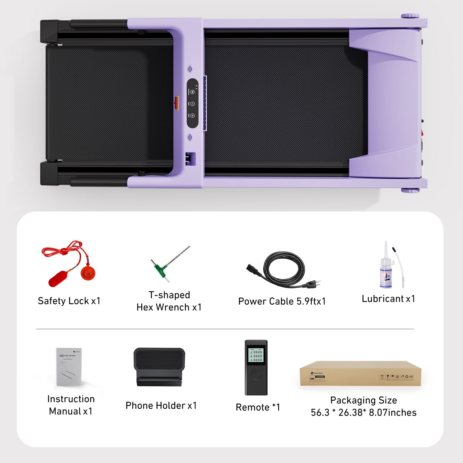 DeerRun A1 Pro Move+  6% Incline Foldable Treadmill——Upgraded Chip & NFC Support | 350Lbs, 10mph Dreamy Violet
