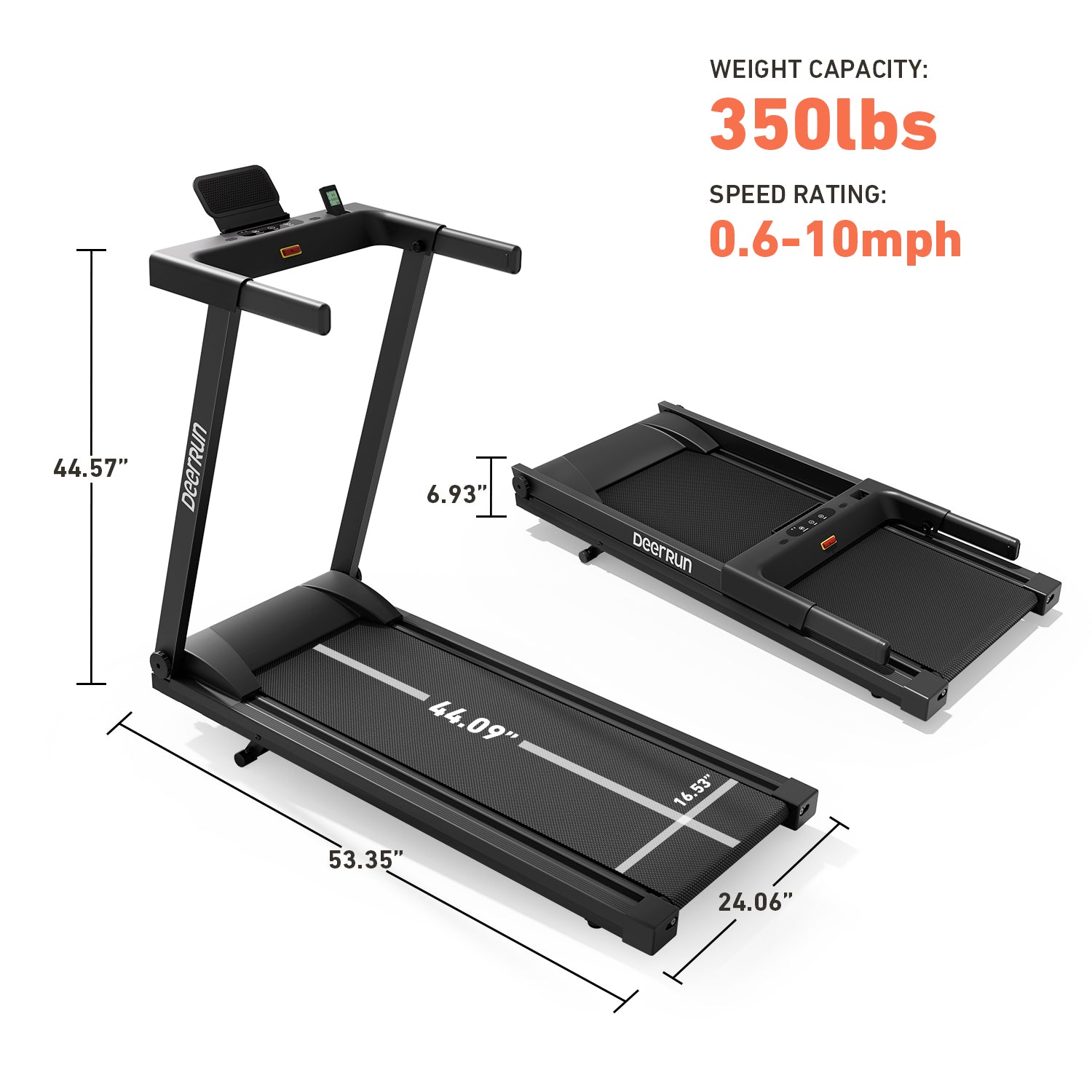 DeerRun A1 Series 6% Incline Foldable Treadmill——Upgraded Chip & NFC Support | 300Lbs-350Lbs, 7.5mph-10mph