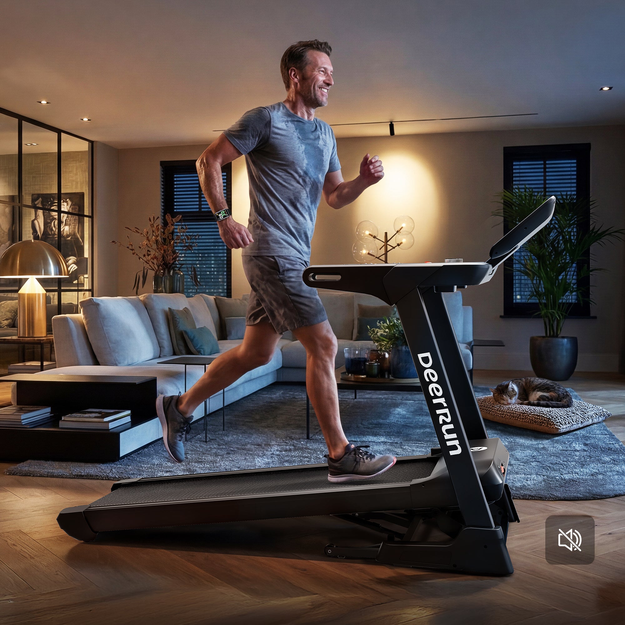 DeerRun X50 18% Auto Incline Big Screen AI Coach Smart Treadmill | 12.5 mph, 400 lbs Capacity