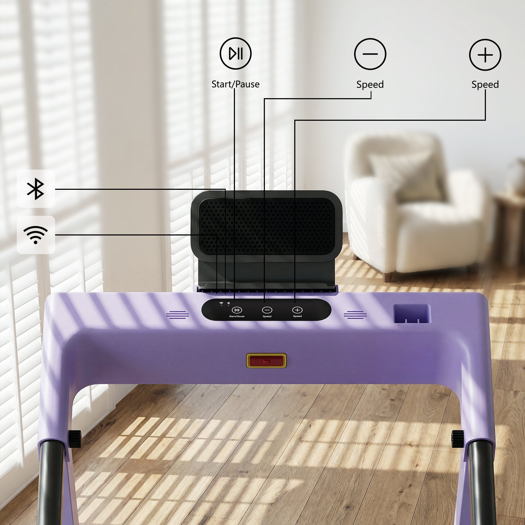 DeerRun All-New 2026 A1 Pro Move+  6% Incline Foldable Treadmill——Upgraded Chip & NFC Support | 350 lbs, 10 mph Dreamy Violet