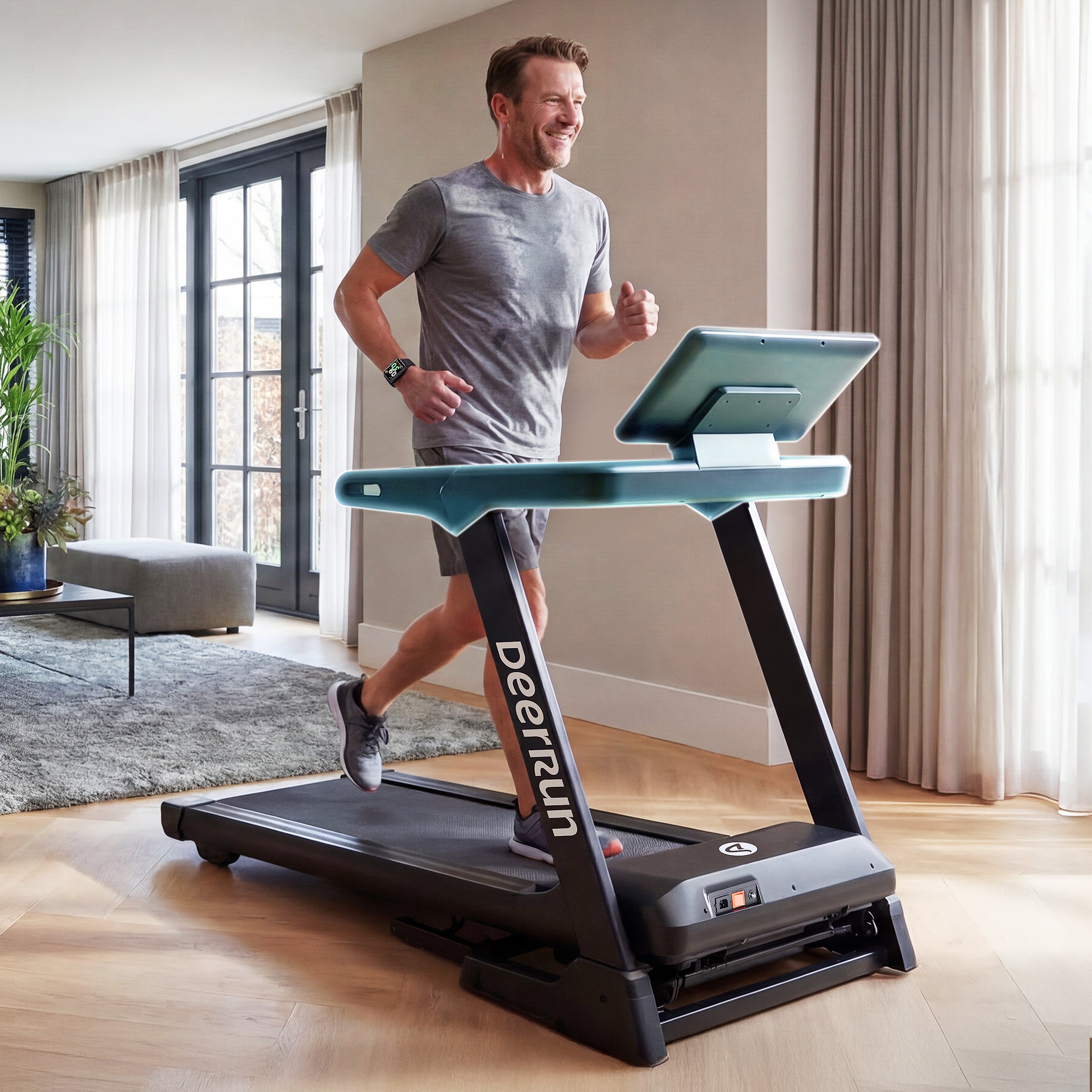 DeerRun X50 18% Auto Incline Big Screen AI Coach Smart Treadmill | 12.5 mph, 400 lbs Capacity