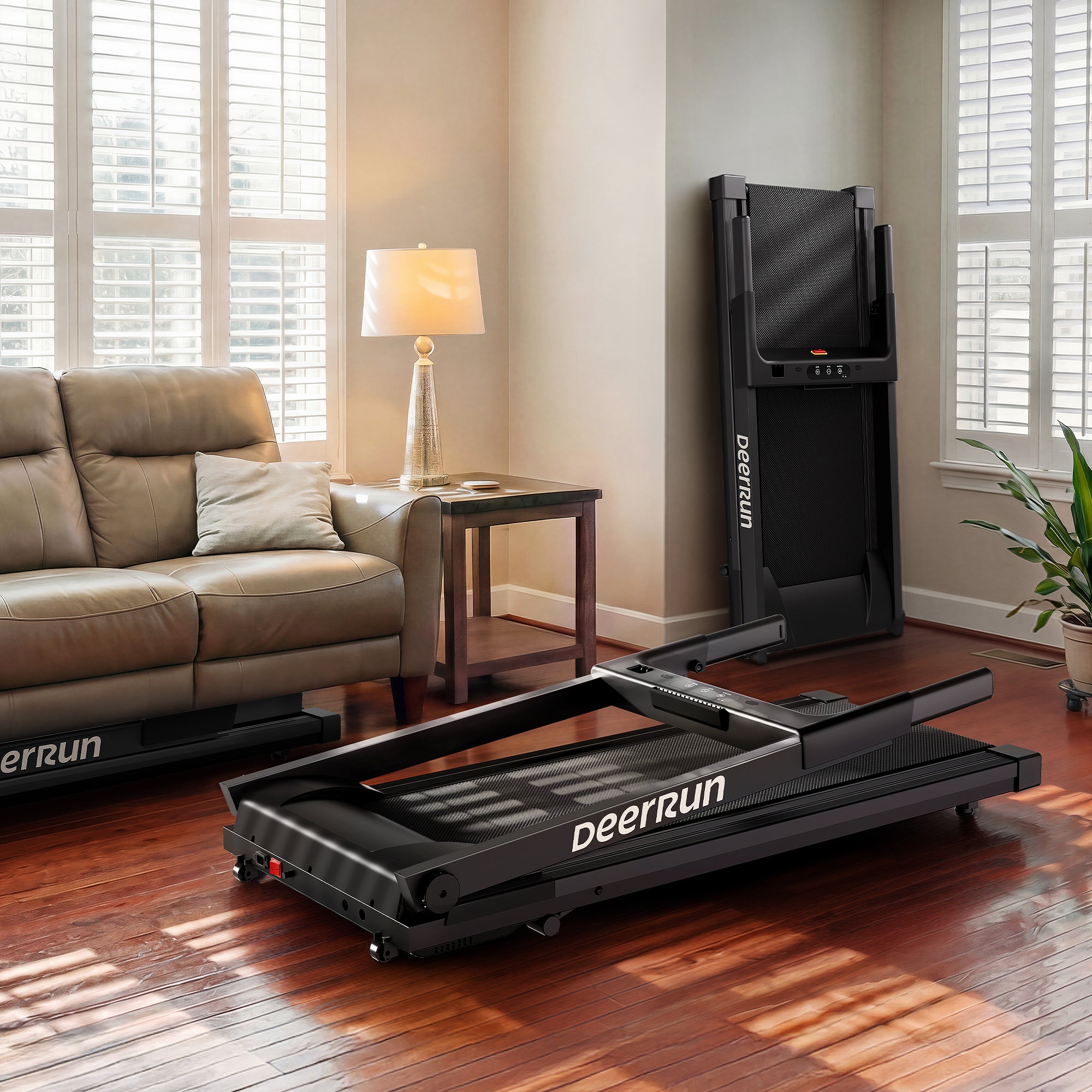 DeerRun All-New 2026 A1 Pro Move+ Smart Foldable Treadmill with 6% Incline & NFC | 350 lbs, 10 mph, Black