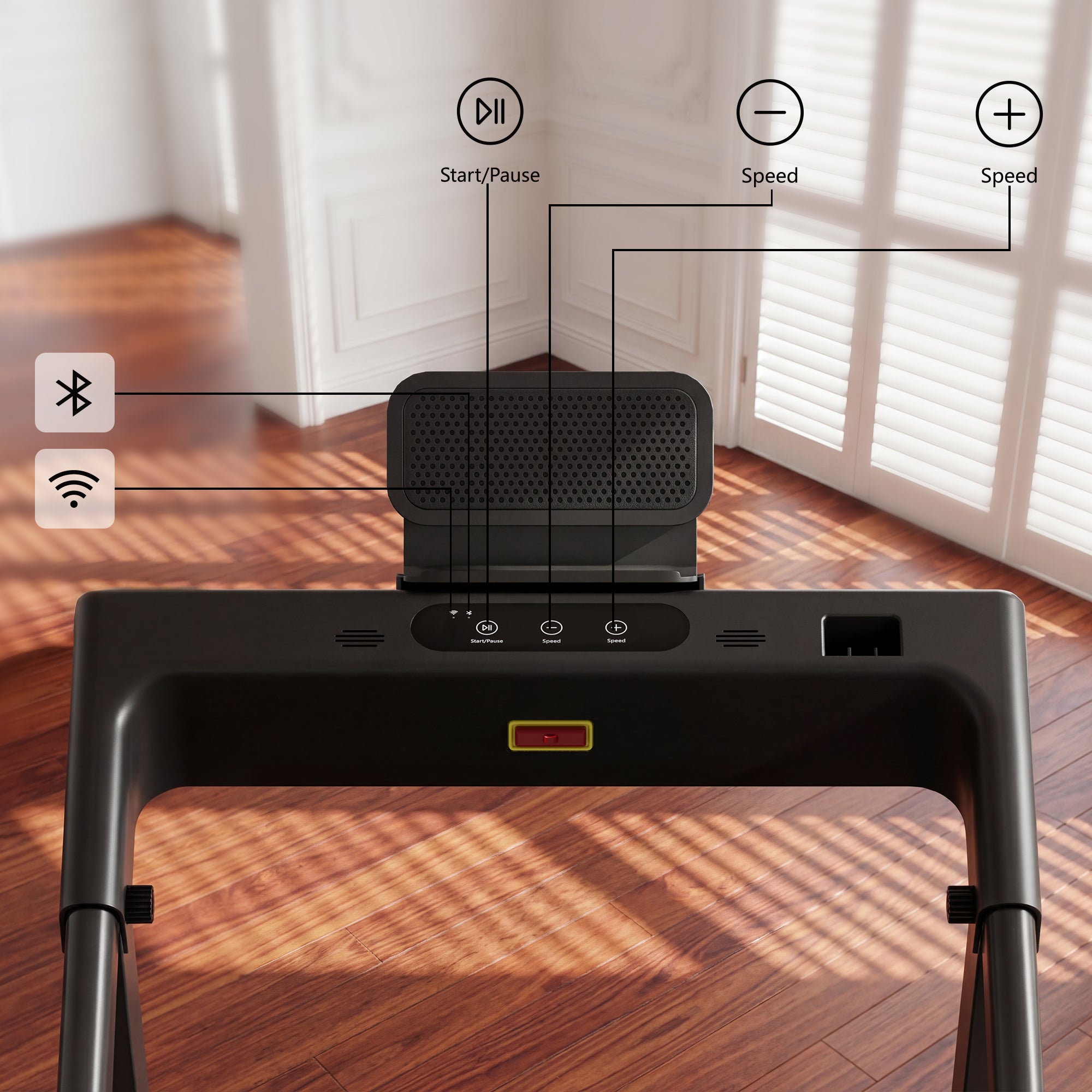 DeerRun All-New 2026 A1 Pro Move+ Smart Foldable Treadmill with 6% Incline & NFC | 350 lbs, 10 mph, Black