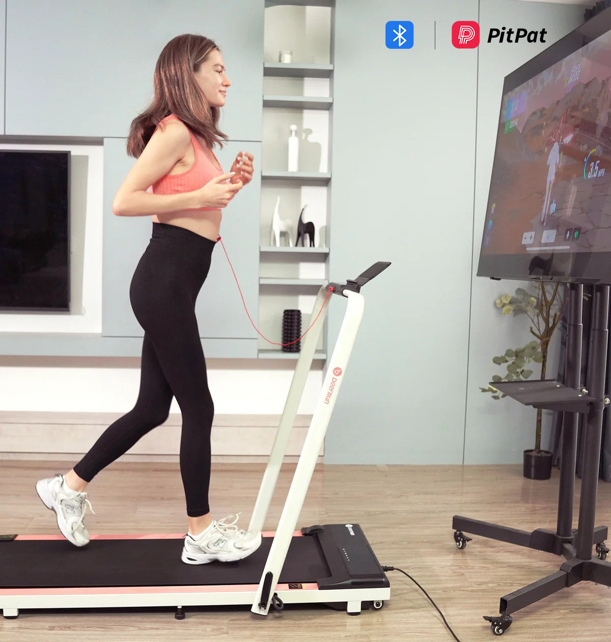 DeerRun 300 Lbs A5 Pro Smart in Folding Treadmill Pink