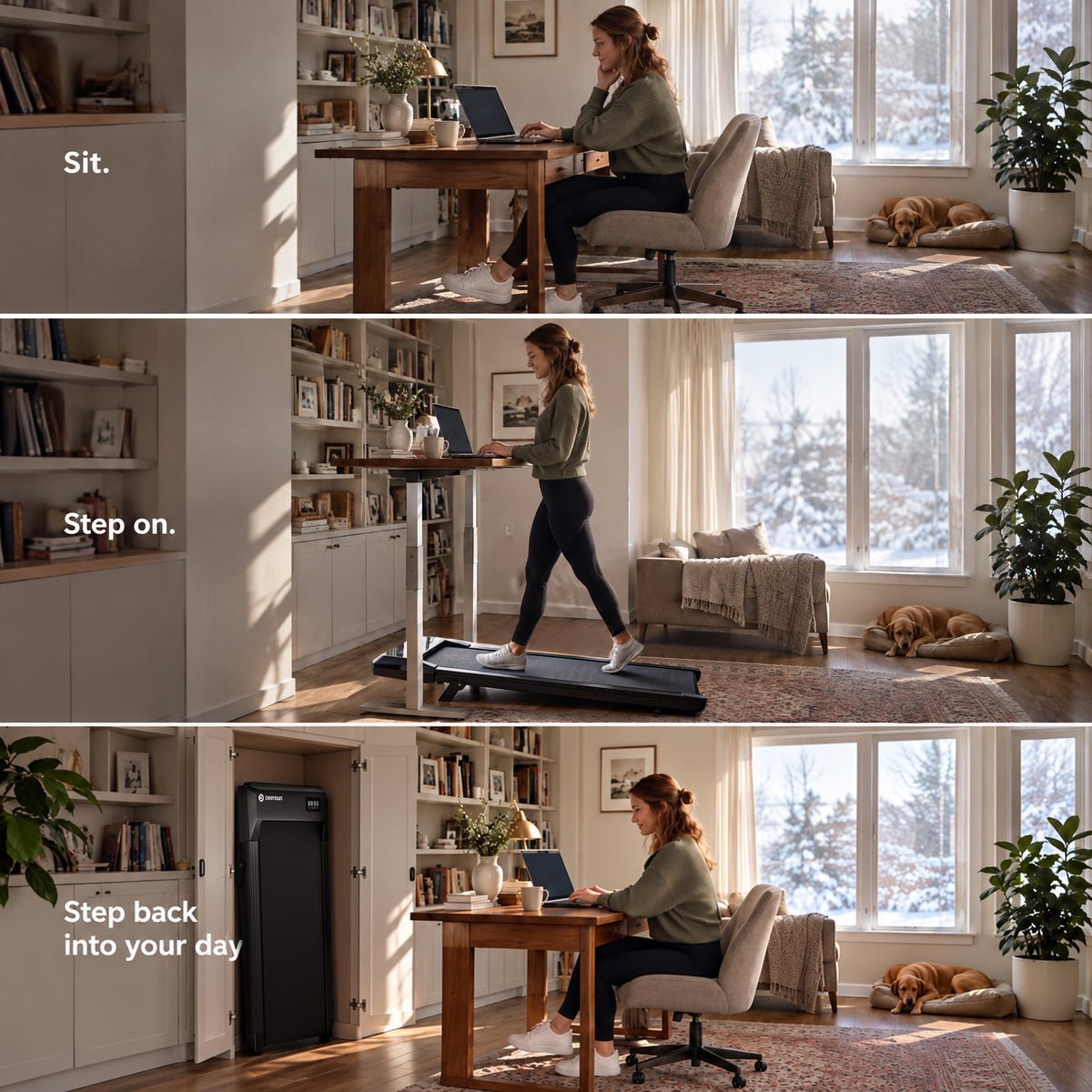 DeerRun Q2 Urban 7% Incline Under-desk Walking Pad with Smart Control | Black