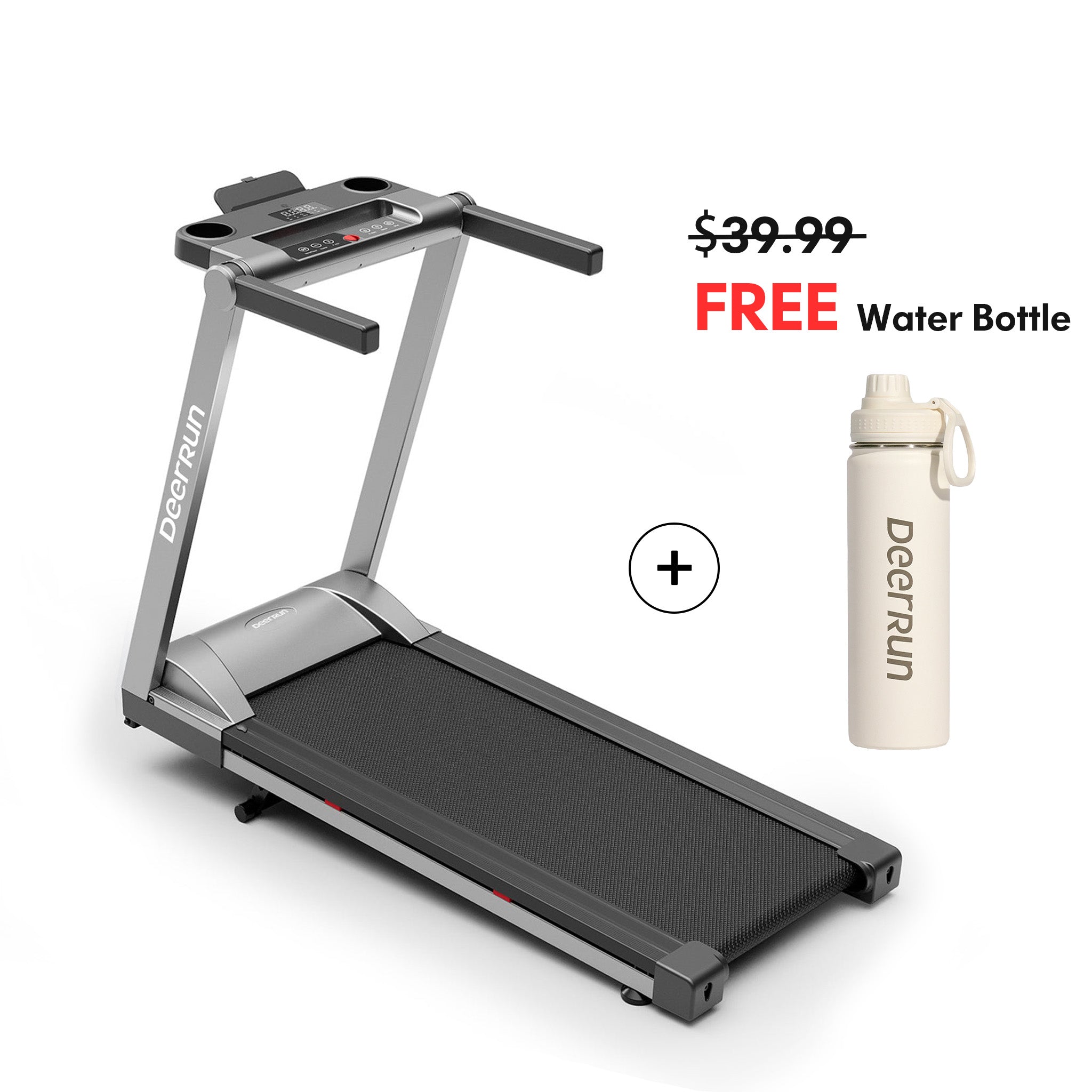 DeerRun A1 Pro Folding Smart Treadmill with 6% Incline Silver - 10 MPH, 350 lbs