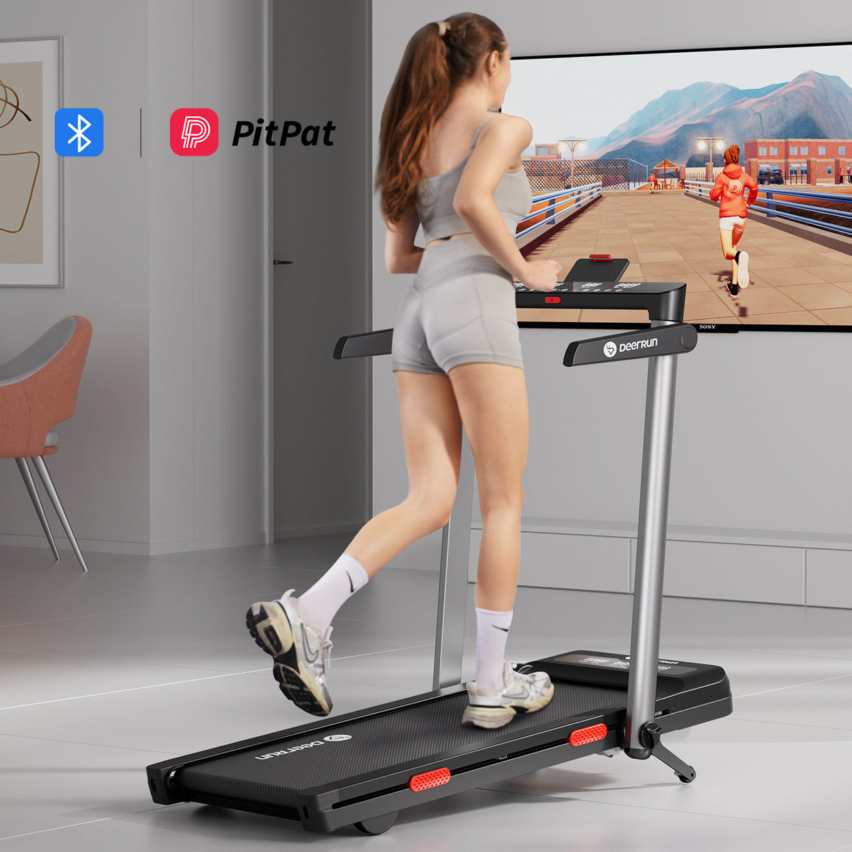 DeerRun Z10 Pro 12% Auto Incline Smart 2 in 1 Foldable Treadmill with Remote Control