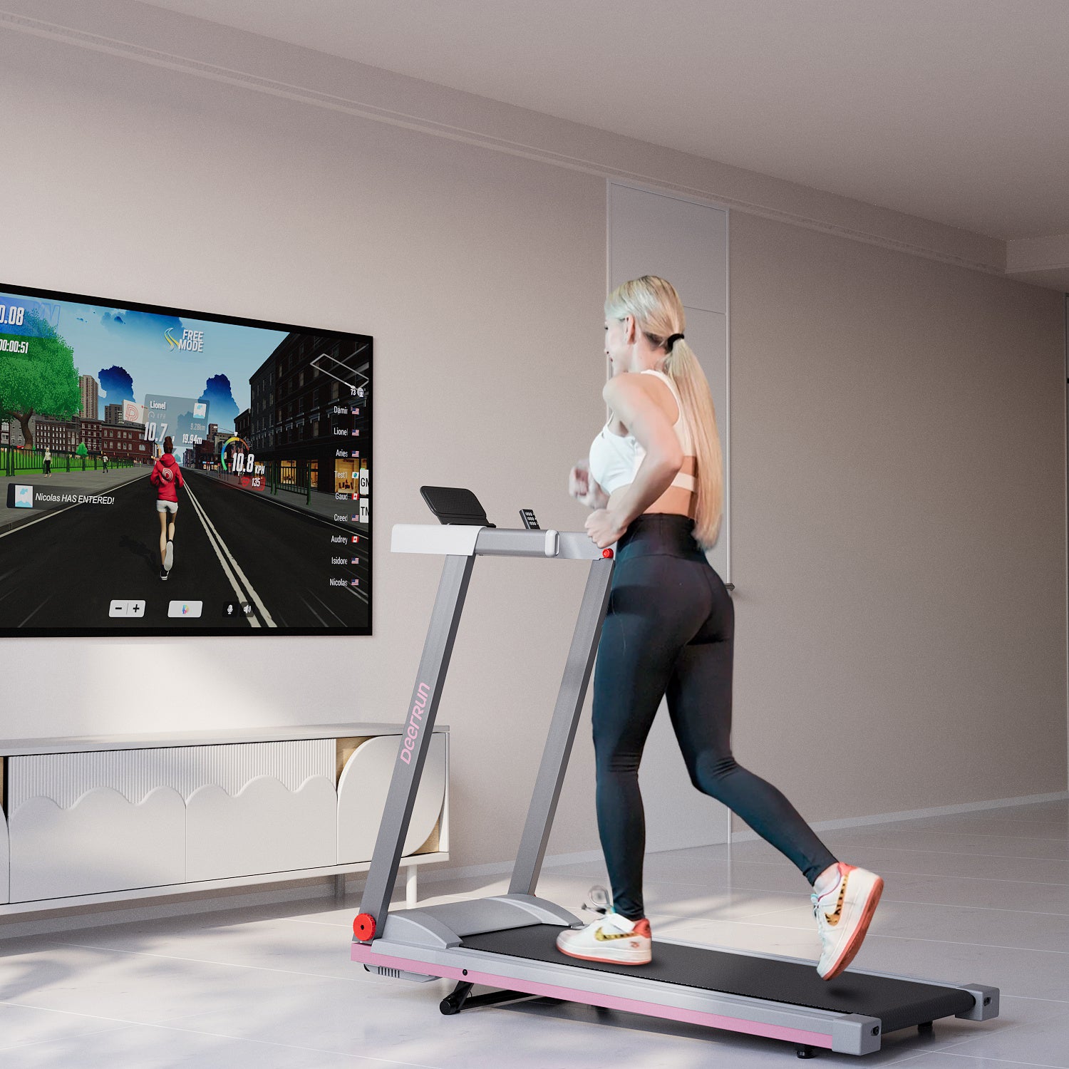 DeerRun A1 Folding Smart Treadmill with  6% Incline - Support Bluetooth & Remote Wireless Control