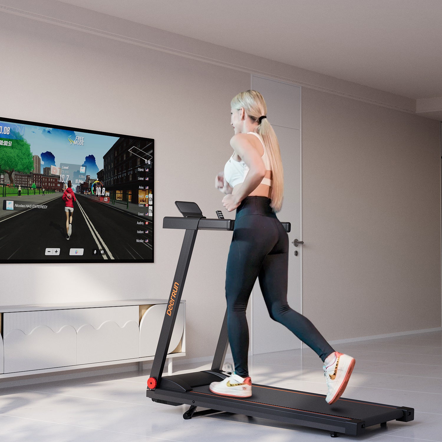 DeerRun A1 Folding Smart Treadmill with  6% Incline - Support Bluetooth & Remote Wireless Control