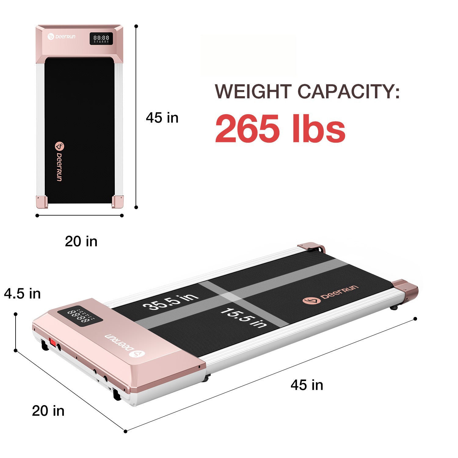 DeerRun Q1 Urban-Plus Smart Under-Desk Treadmill Rose Gold