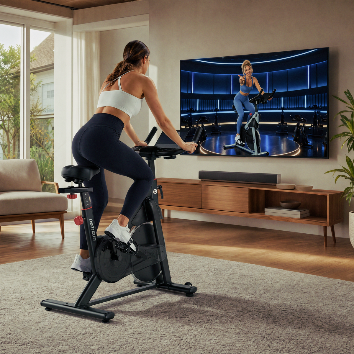 DeerRun S500 Pro King Size Indoor Exercise Bike for Tall Riders 32 Magnetic Adjustable Resistance, LED Screen