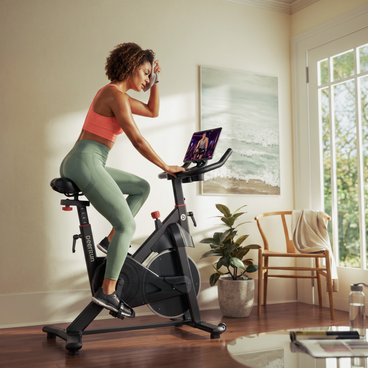DeerRun S500 Pro King Size Indoor Exercise Bike for Tall Riders 32 Magnetic Adjustable Resistance, LED Screen