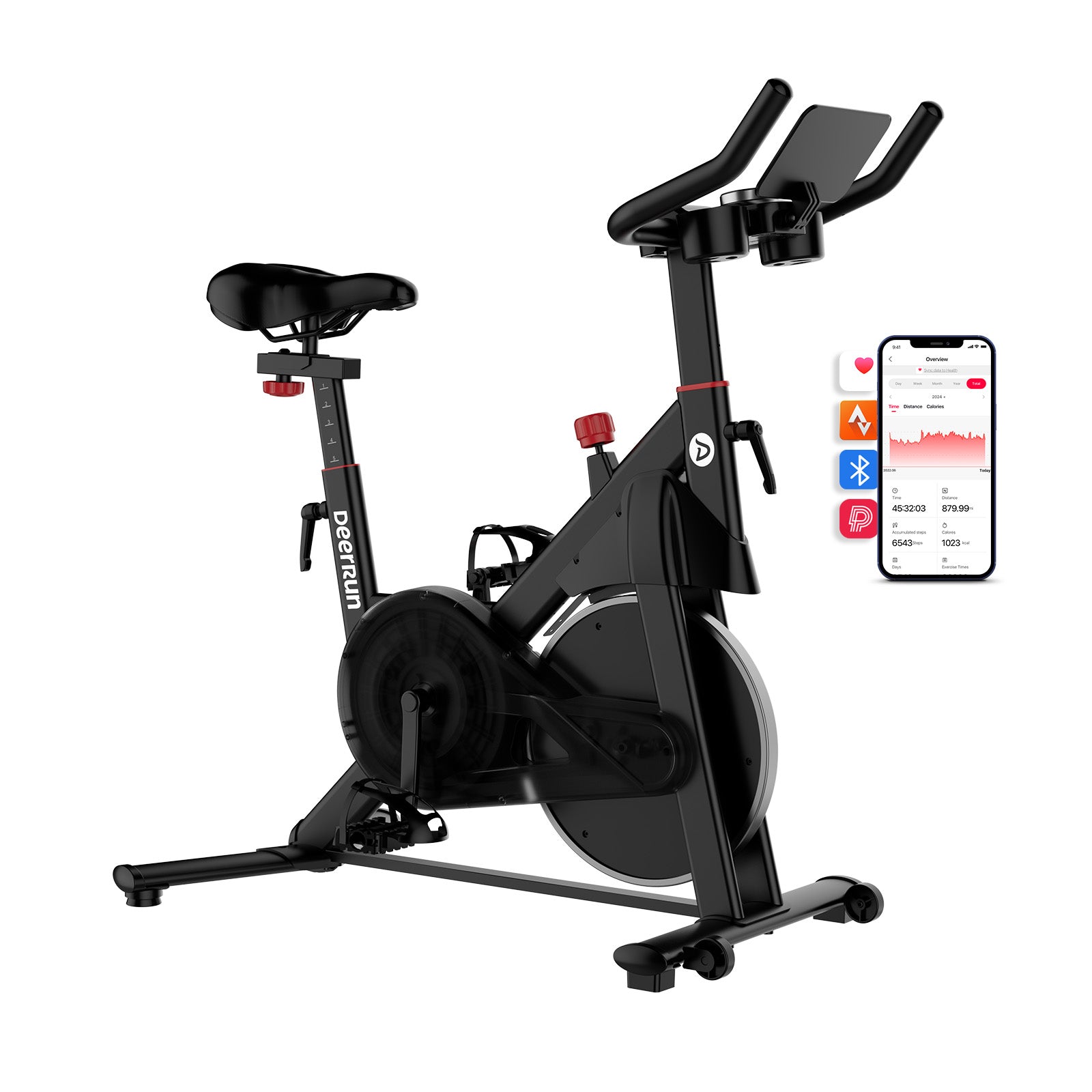 DeerRun S500 Pro King Size Indoor Exercise Bike for Tall Riders 32 Magnetic Adjustable Resistance, LED Screen