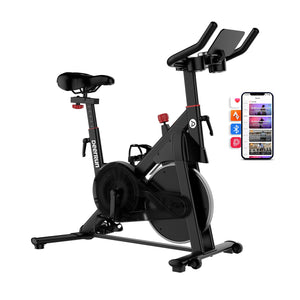 DeerRun S500 Pro King Size Indoor Exercise Bike for Tall Riders 32 Magnetic Adjustable Resistance, LED Screen