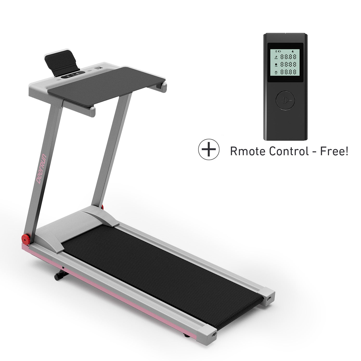 DeerRun A1 Folding Smart Treadmill with  6% Incline Pink Grey- Support Bluetooth & Remote Wireless Control