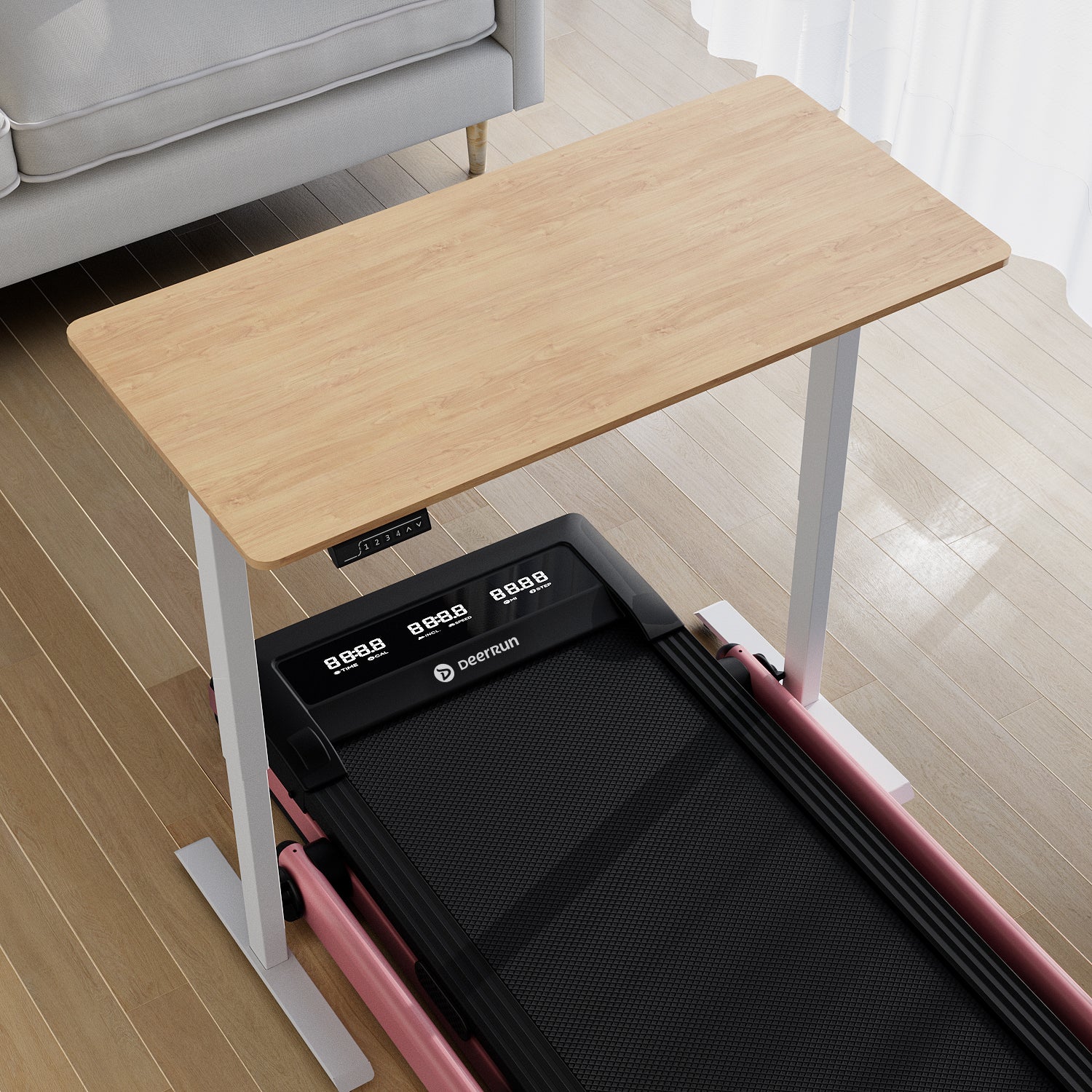 DeerRun Z10 Pro Muse Type 2 in 1 Foldable Treadmill with Remote Control, 12% Auto Incline, Pink