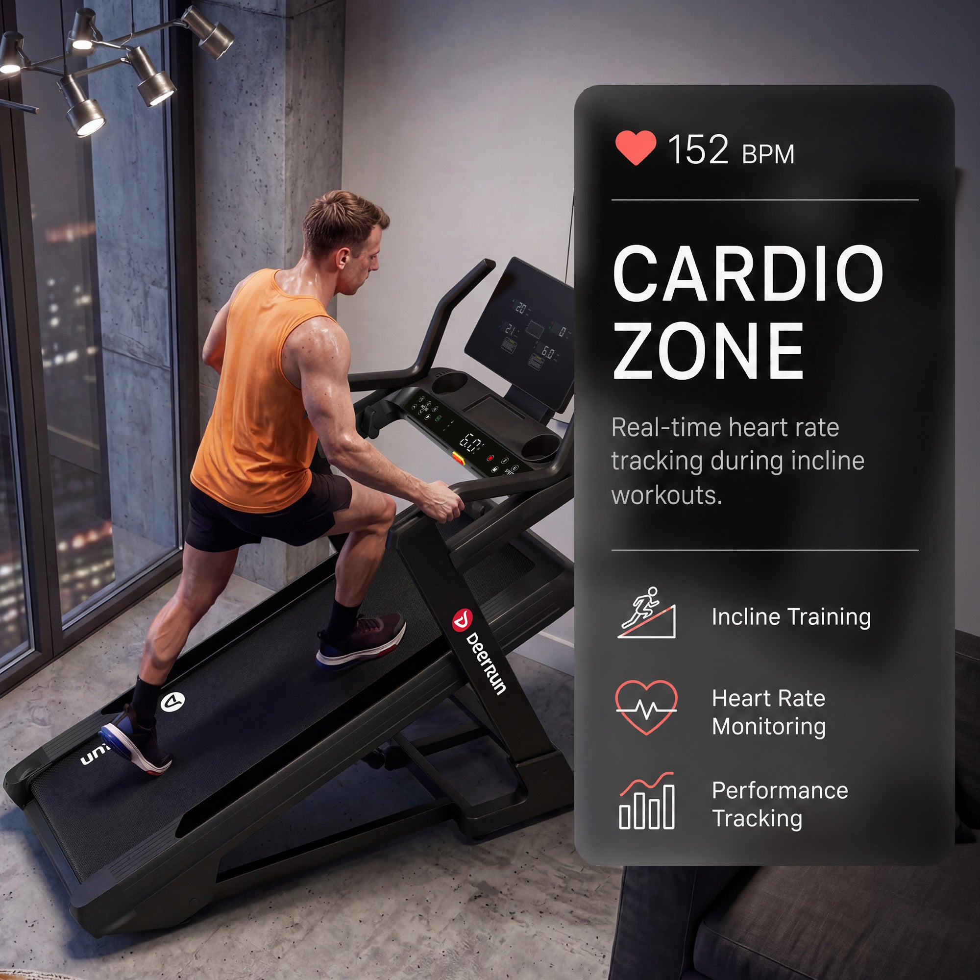 DeerRun Apex Titan 1 -6% Decline to 48% Incline Real Terrain Training Treadmill