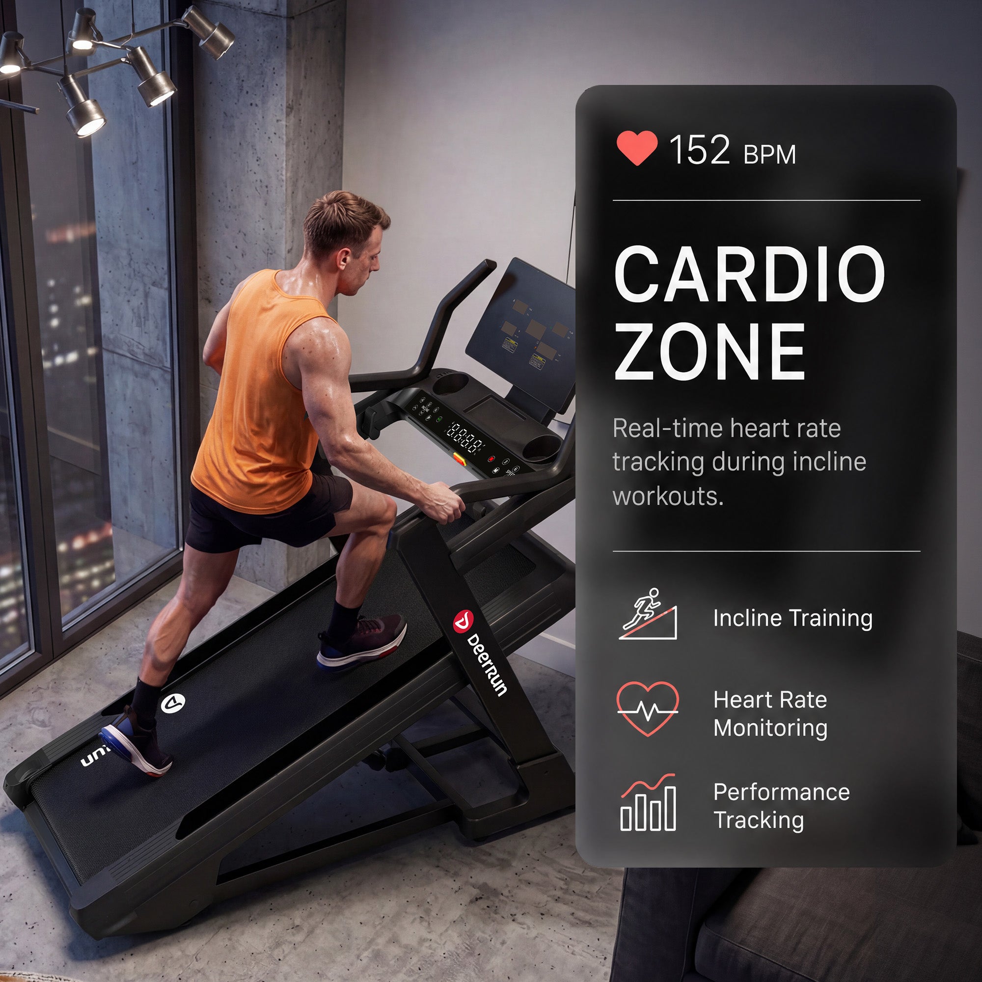 DeerRun Apex Titan 1 -6% Decline to 48% Incline Real Terrain Training Treadmill