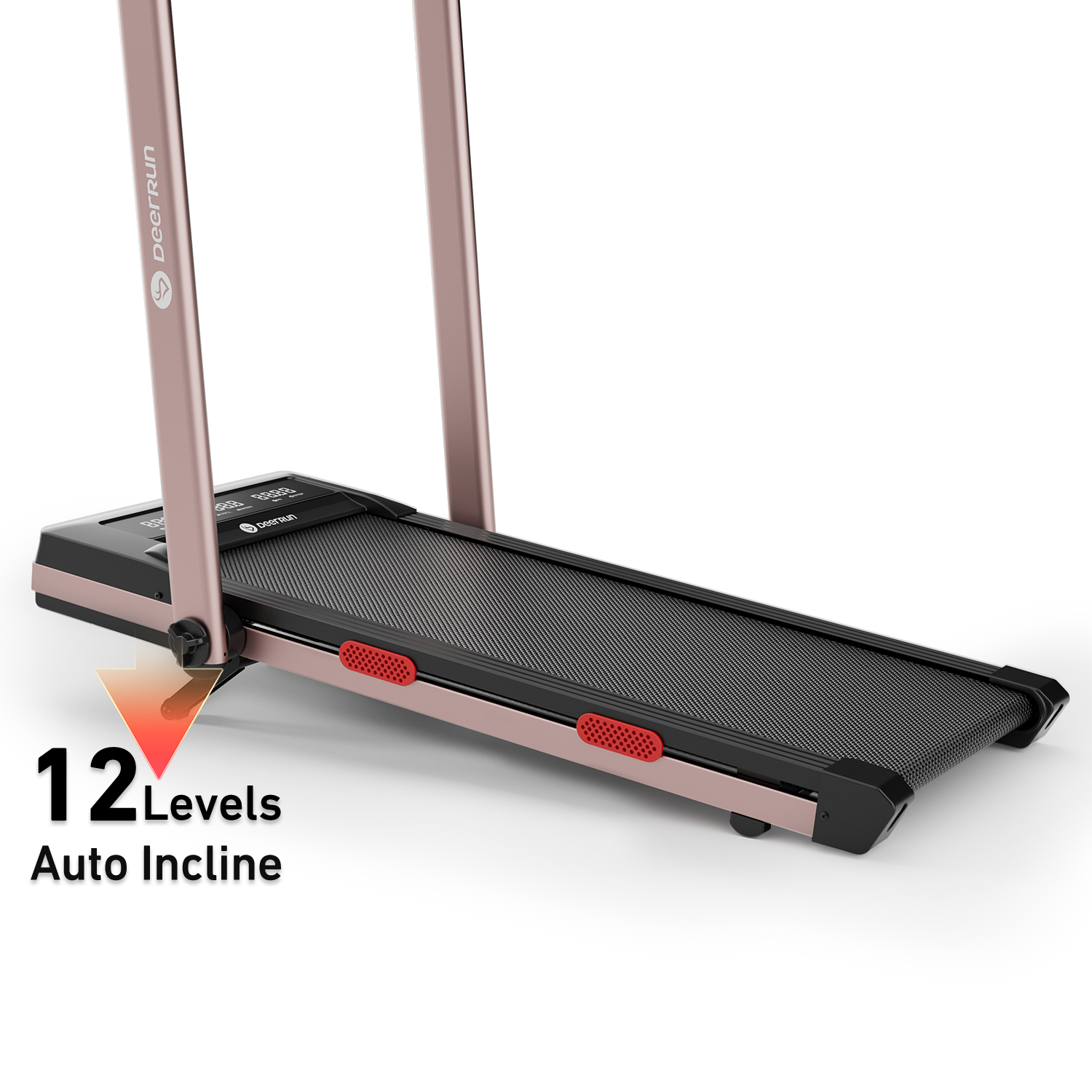 DeerRun Z10 Pro Muse Type 2 in 1 Foldable Treadmill with Remote Control, 12% Auto Incline, Rose Gold
