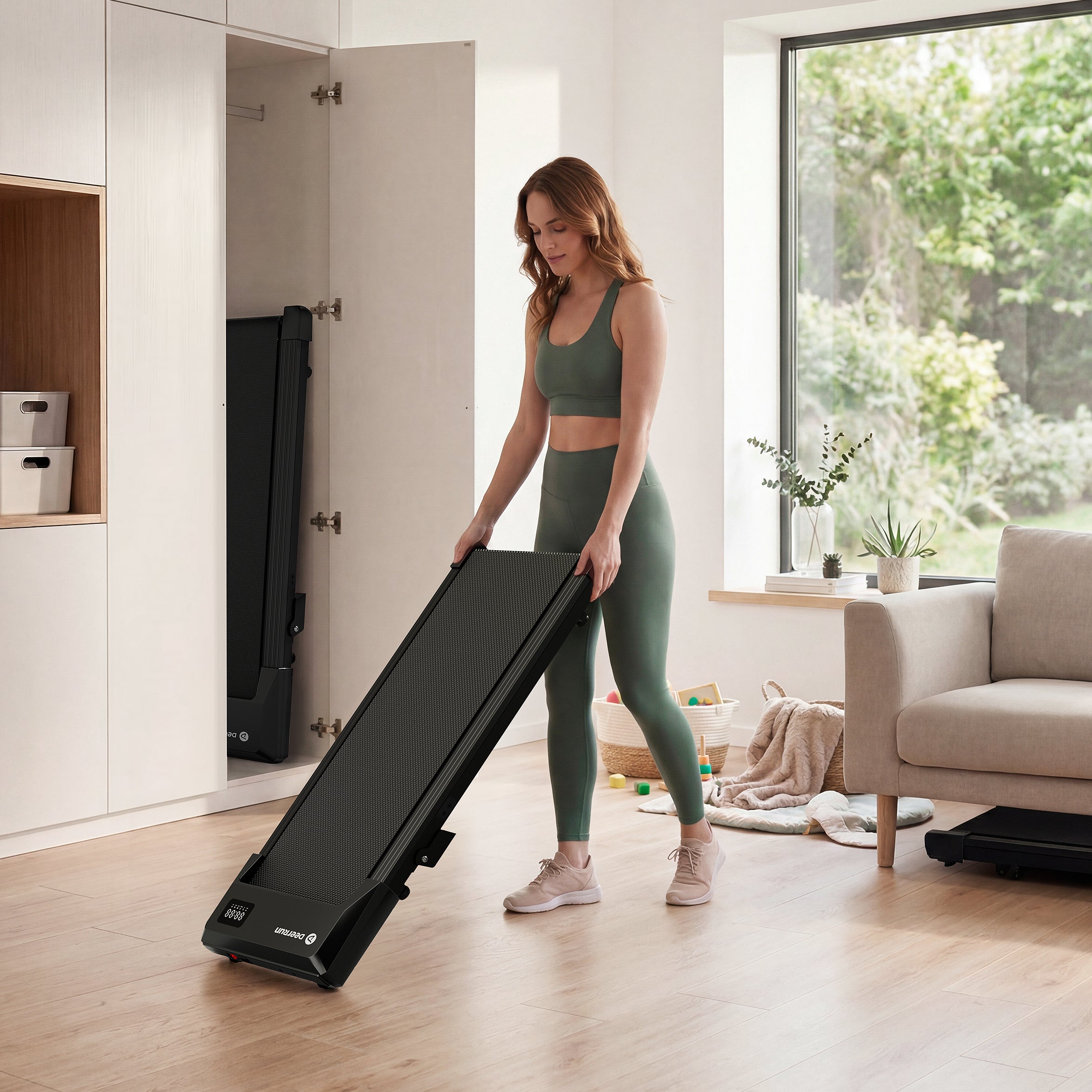 DeerRun Q2 Urban 7% Incline Walking Pad with Handrail