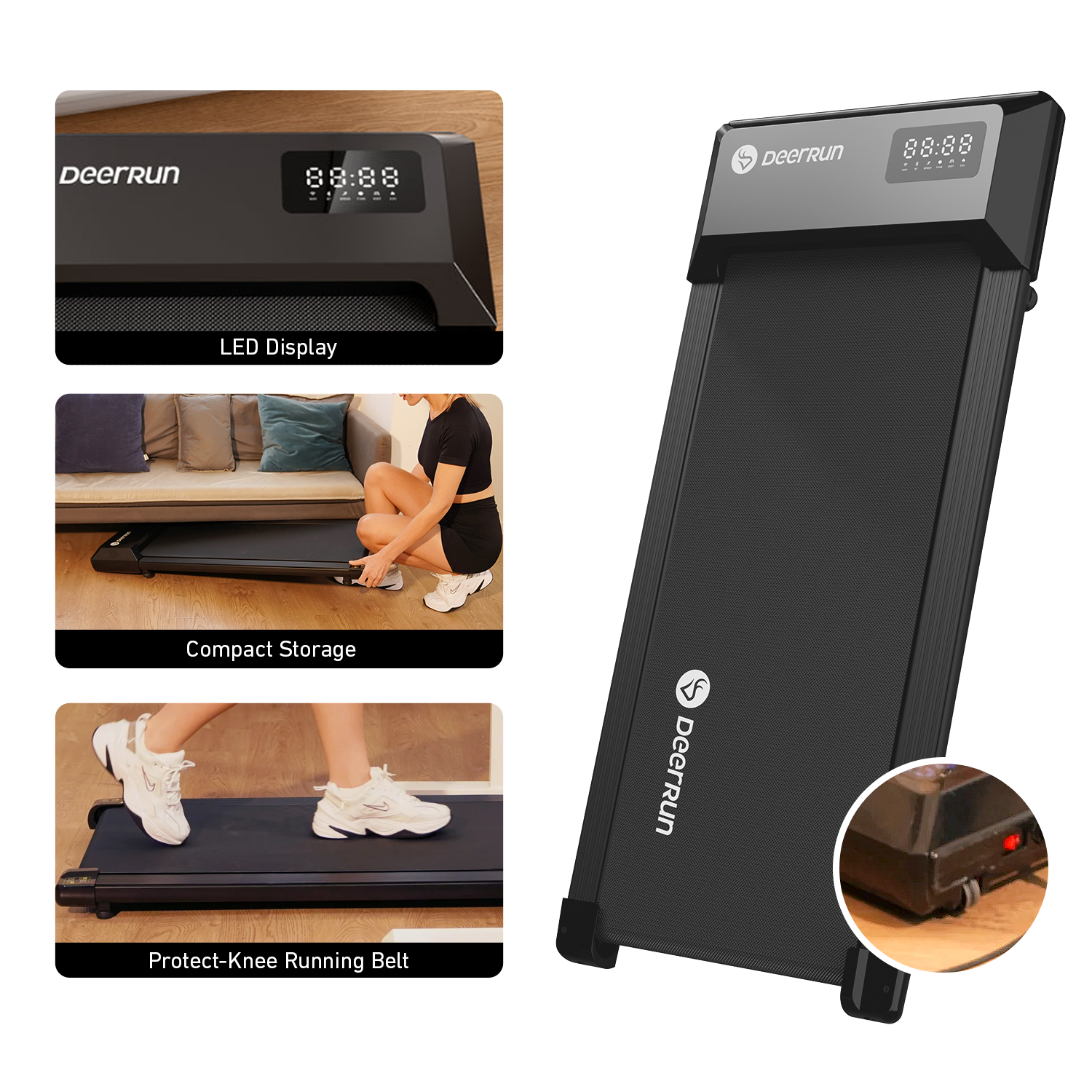 DeerRun Q1 Urban Plus Smart Walking pad Treadmill with Remote Control - 300 Lbs