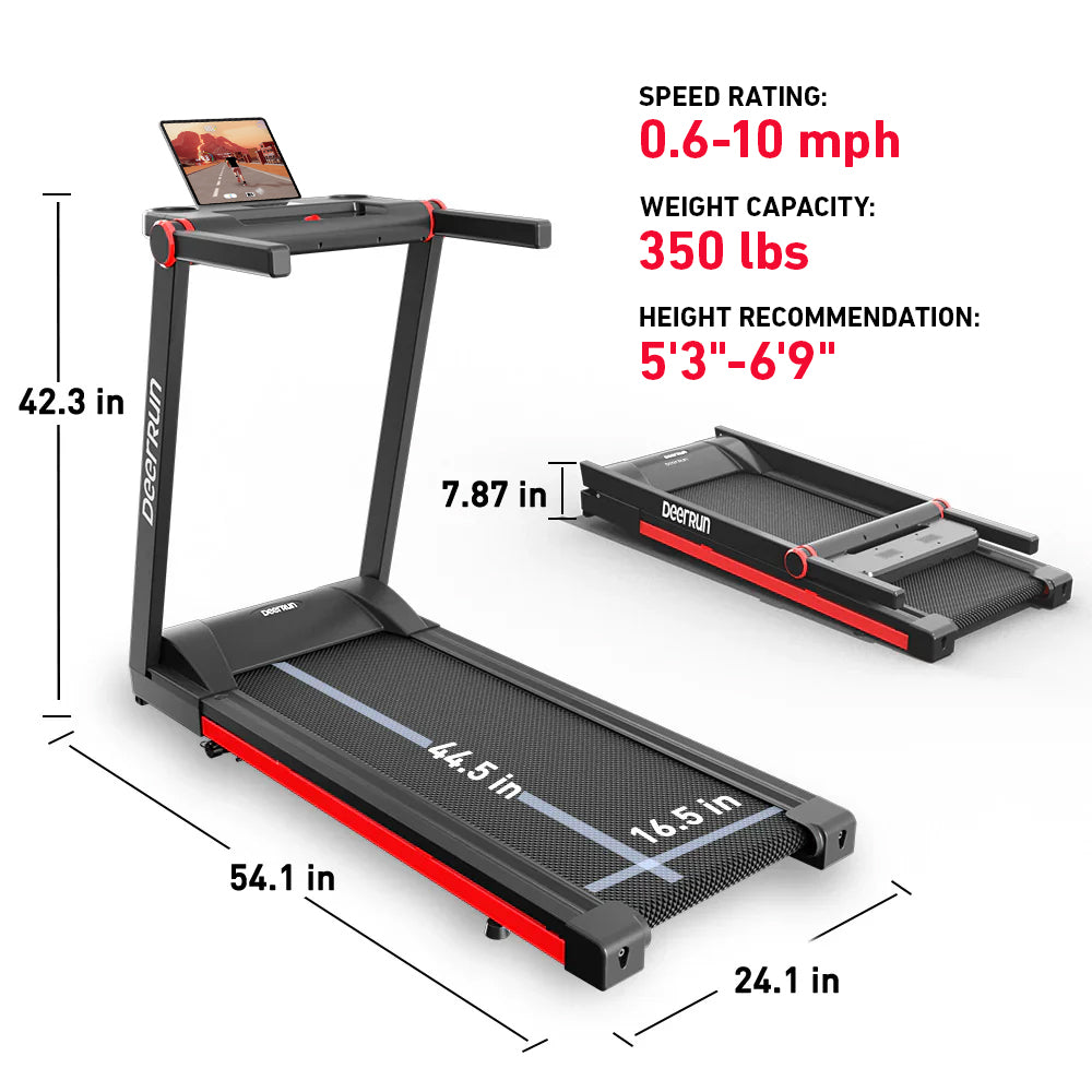 DeerRun A1 Pro Move+  6% Incline Foldable Treadmill——2025 Upgraded Chip & NFC Support | 350Lbs, 10mph Silver