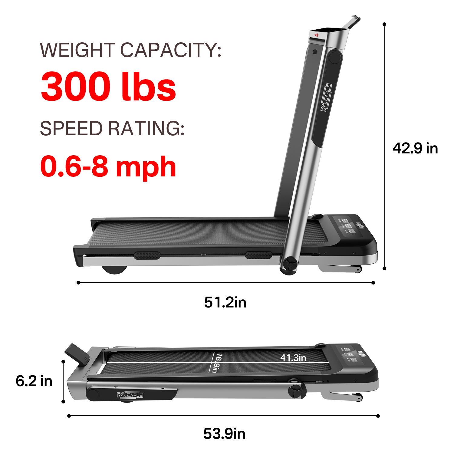 DeerRun Z10 Pro Smart 2 in 1 Foldable Treadmill with Remote Control, 12% Auto Incline, Silver —— Raceable Series