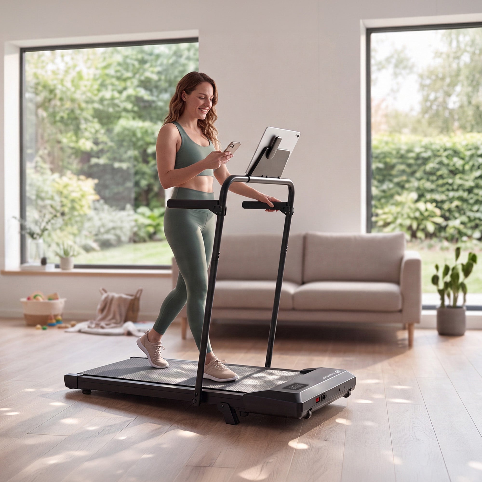 DeerRun Q2 Urban 7% Incline Walking Pad with Handrail