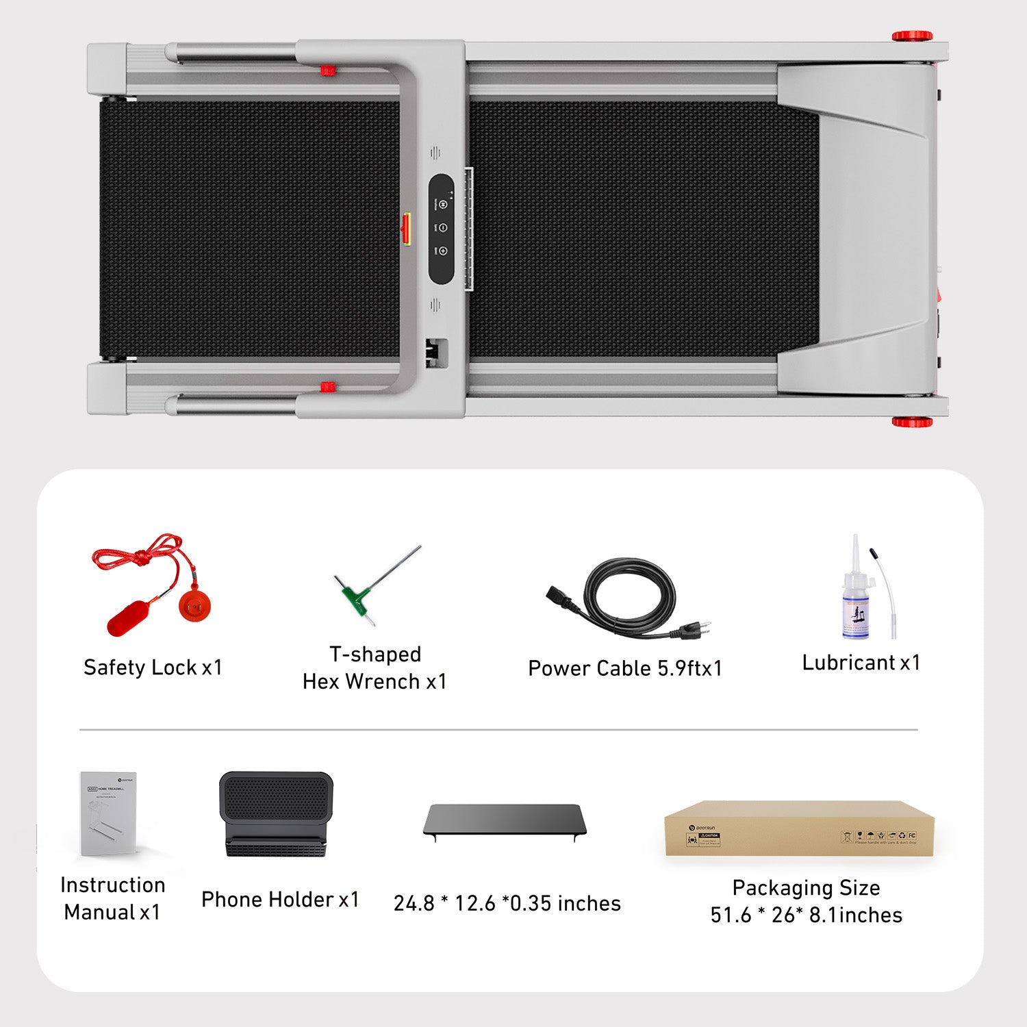 DeerRun A1 Folding Smart Treadmill with  6% Incline - Support Bluetooth & Remote Wireless Control