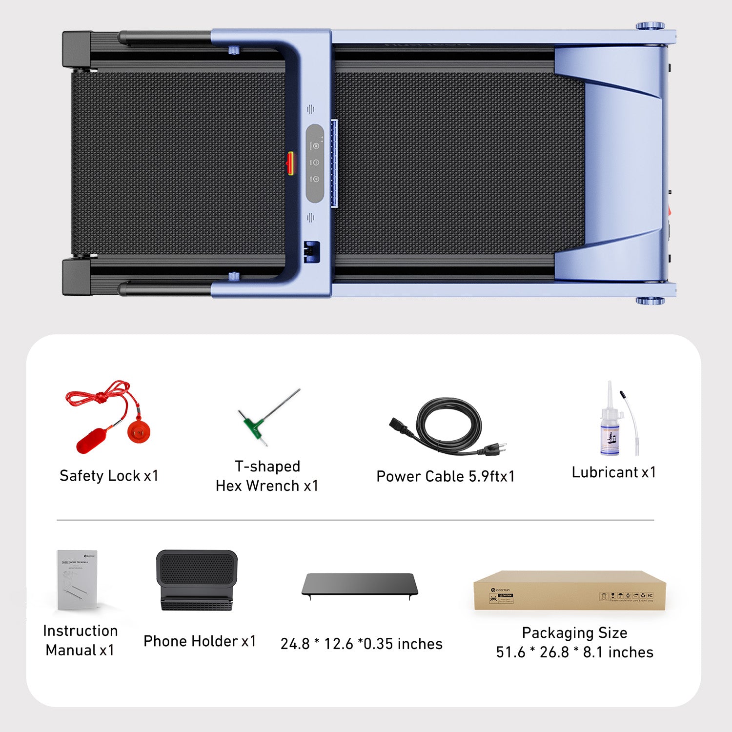 DeerRun A1 Folding Smart Treadmill with  6% Incline - Support Bluetooth & Remote Wireless Control