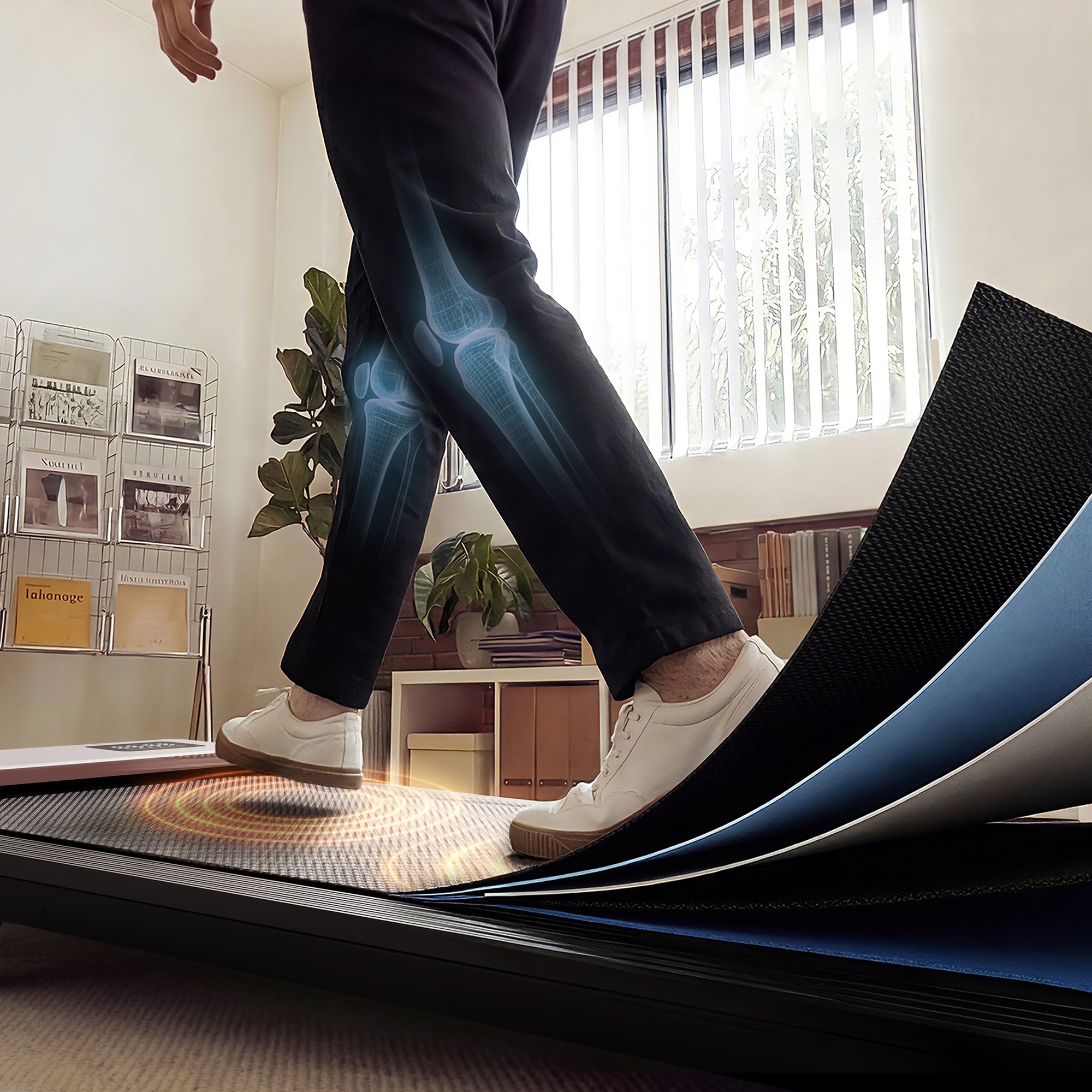 DeerRun Q2 Urban Plus Smart Walking Pad with 7% Incline for Space-Saving Active Walking Rose Gold
