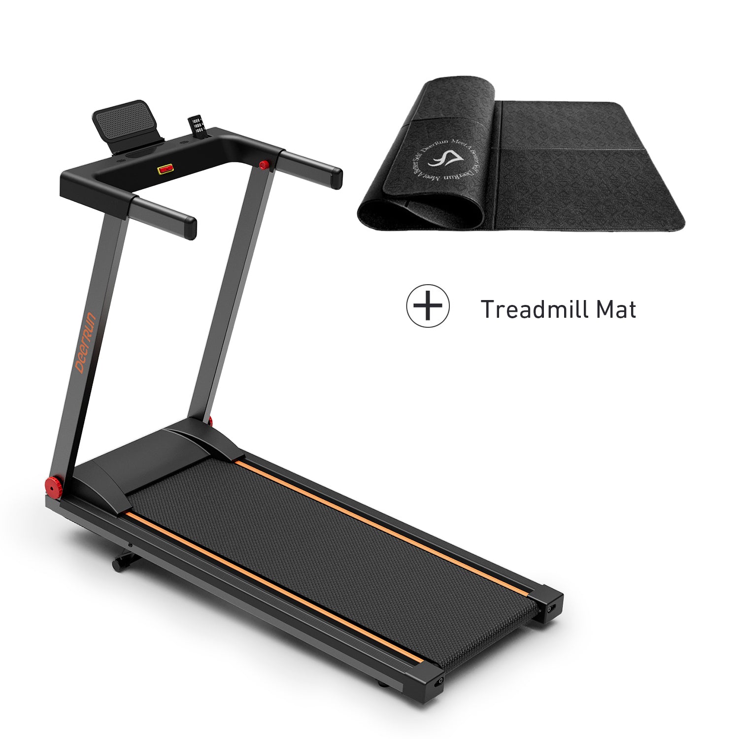 DeerRun A1 Folding Smart Treadmill with  6% Incline Black - Support Bluetooth & Remote Wireless Control