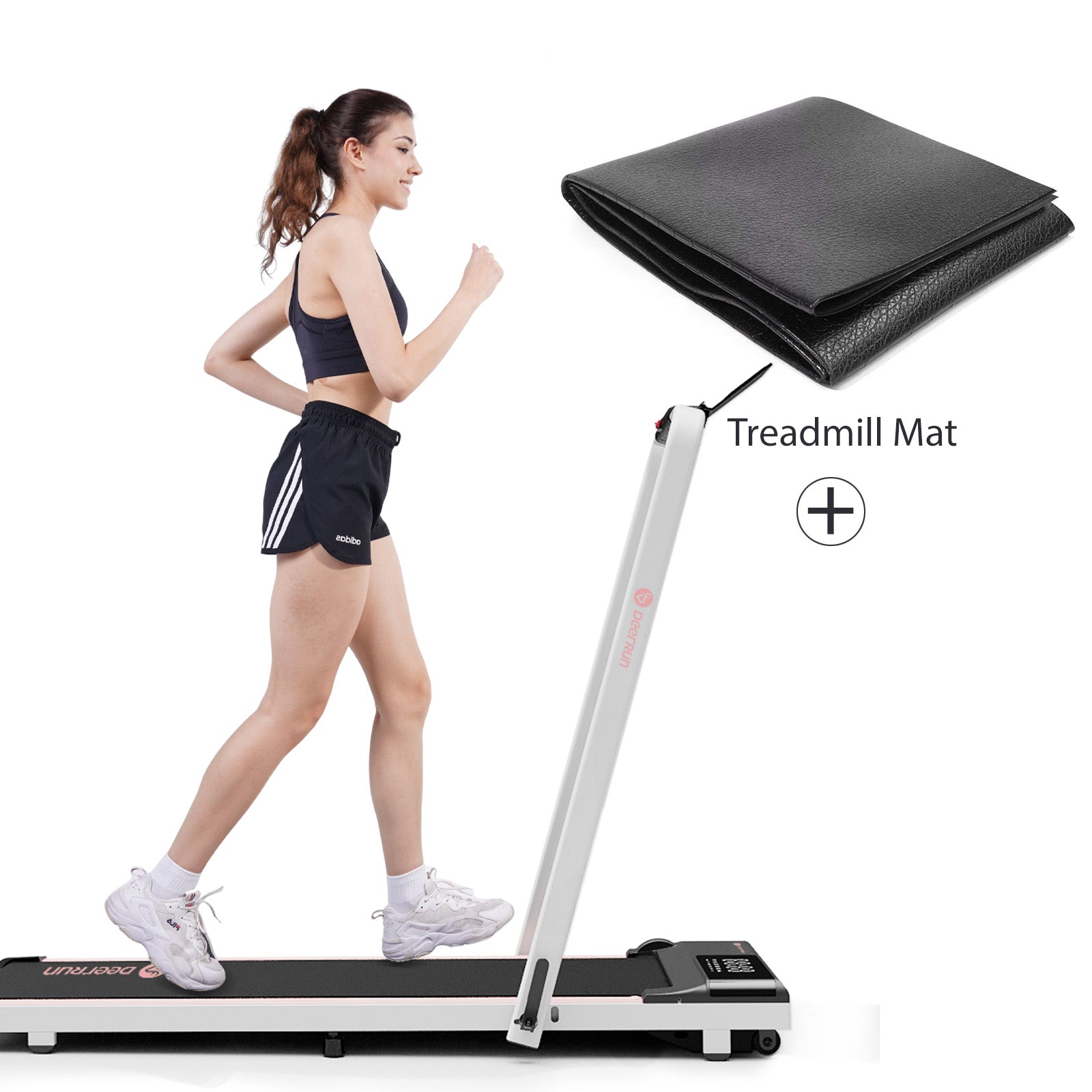 DeerRun A5 Pro Smart 2 in 1 Folding Treadmill with Handrail with treadmill mat