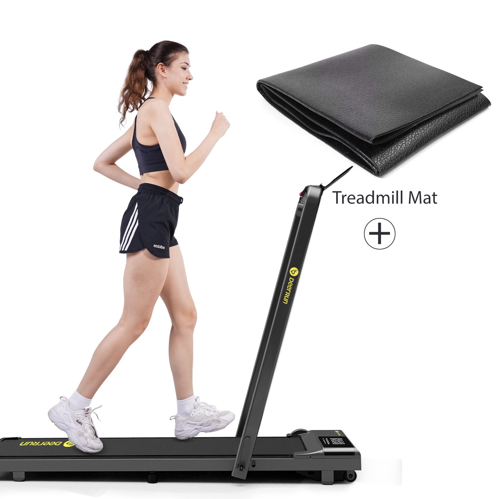 DeerRun A5 Pro Smart 2 in 1 Folding Treadmill with Handrail with treadmill mat