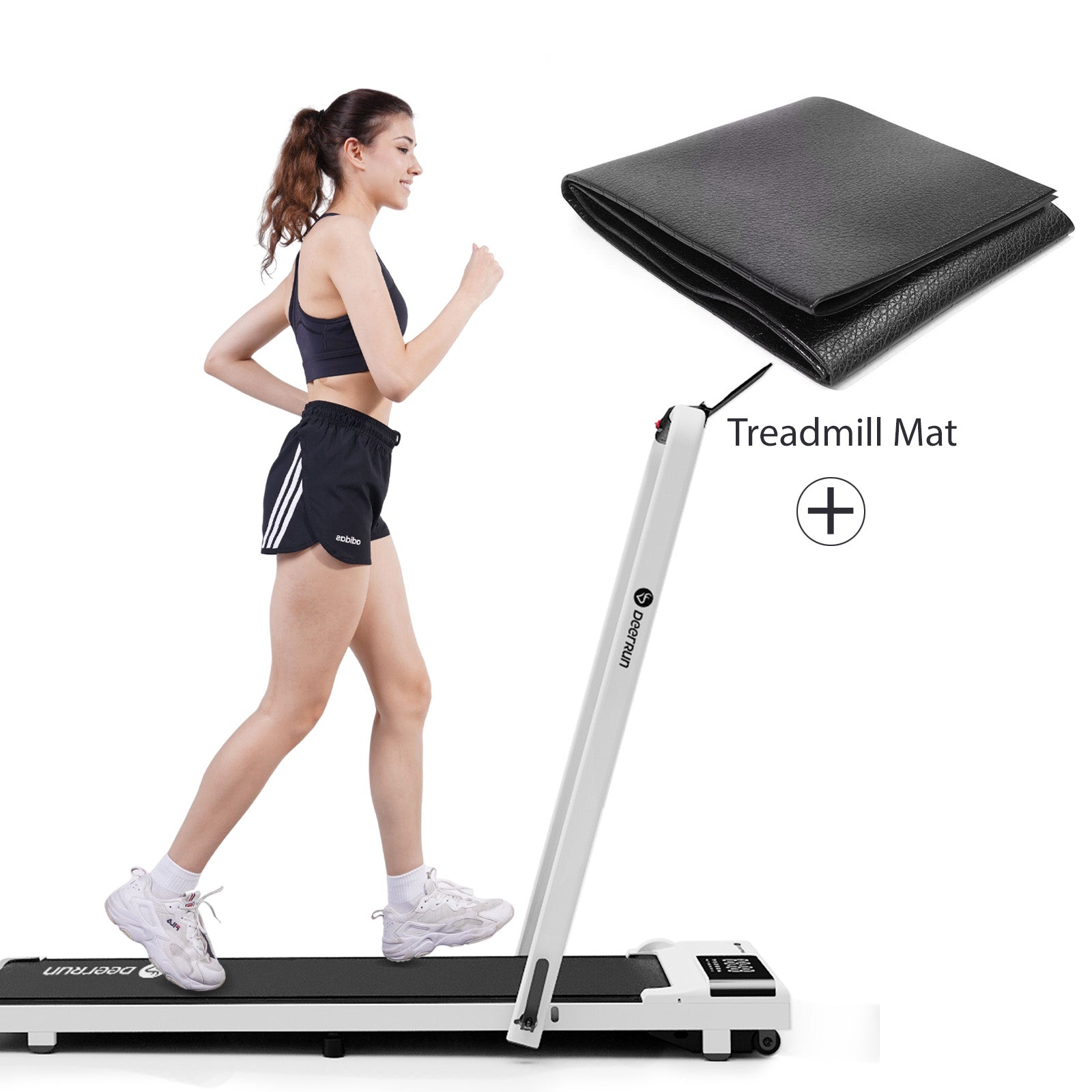 DeerRun A5 Pro Smart 2 in 1 Folding Treadmill with Handrail with treadmill mat