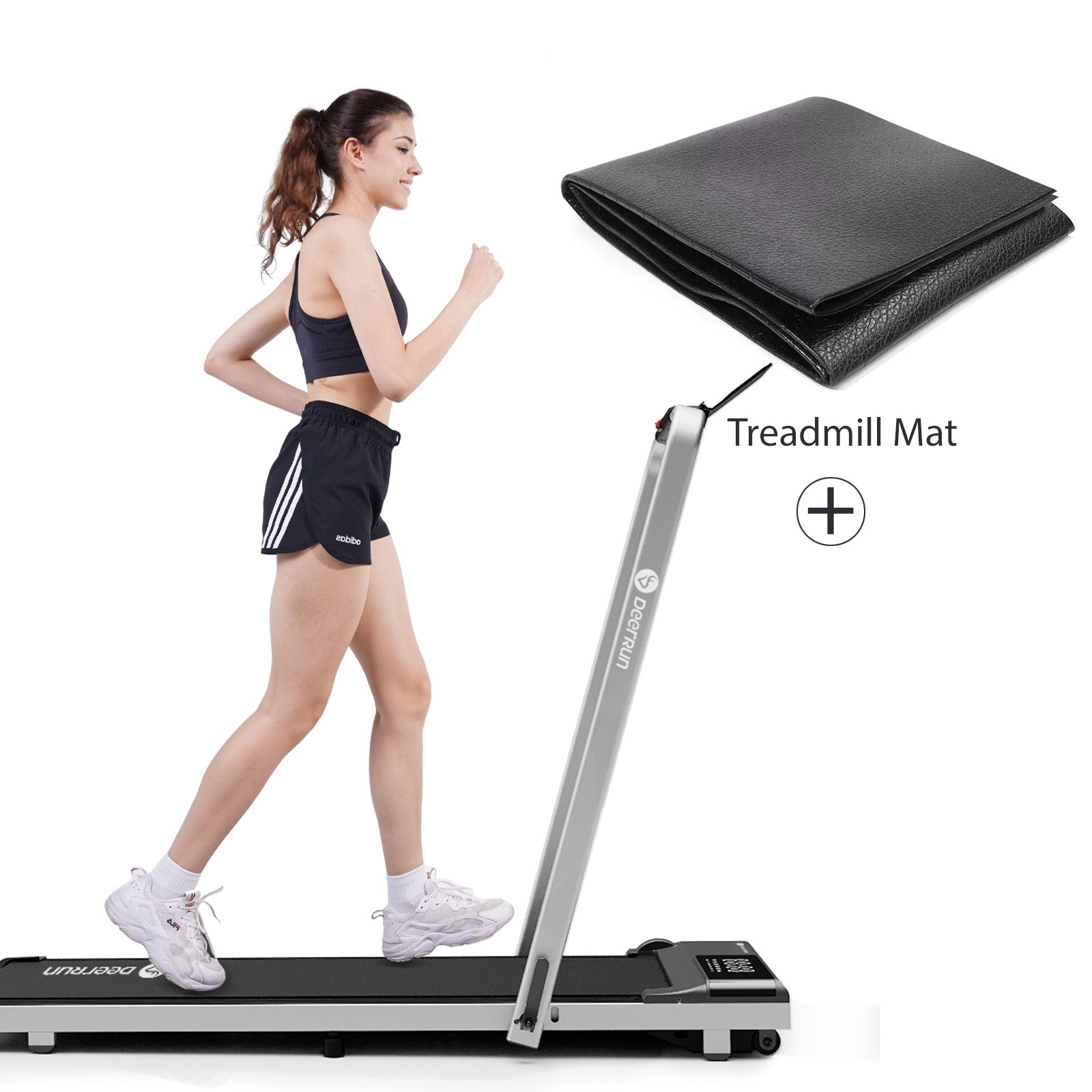 DeerRun A5 Pro Smart 2 in 1 Folding Treadmill with Handrail with treadmill mat