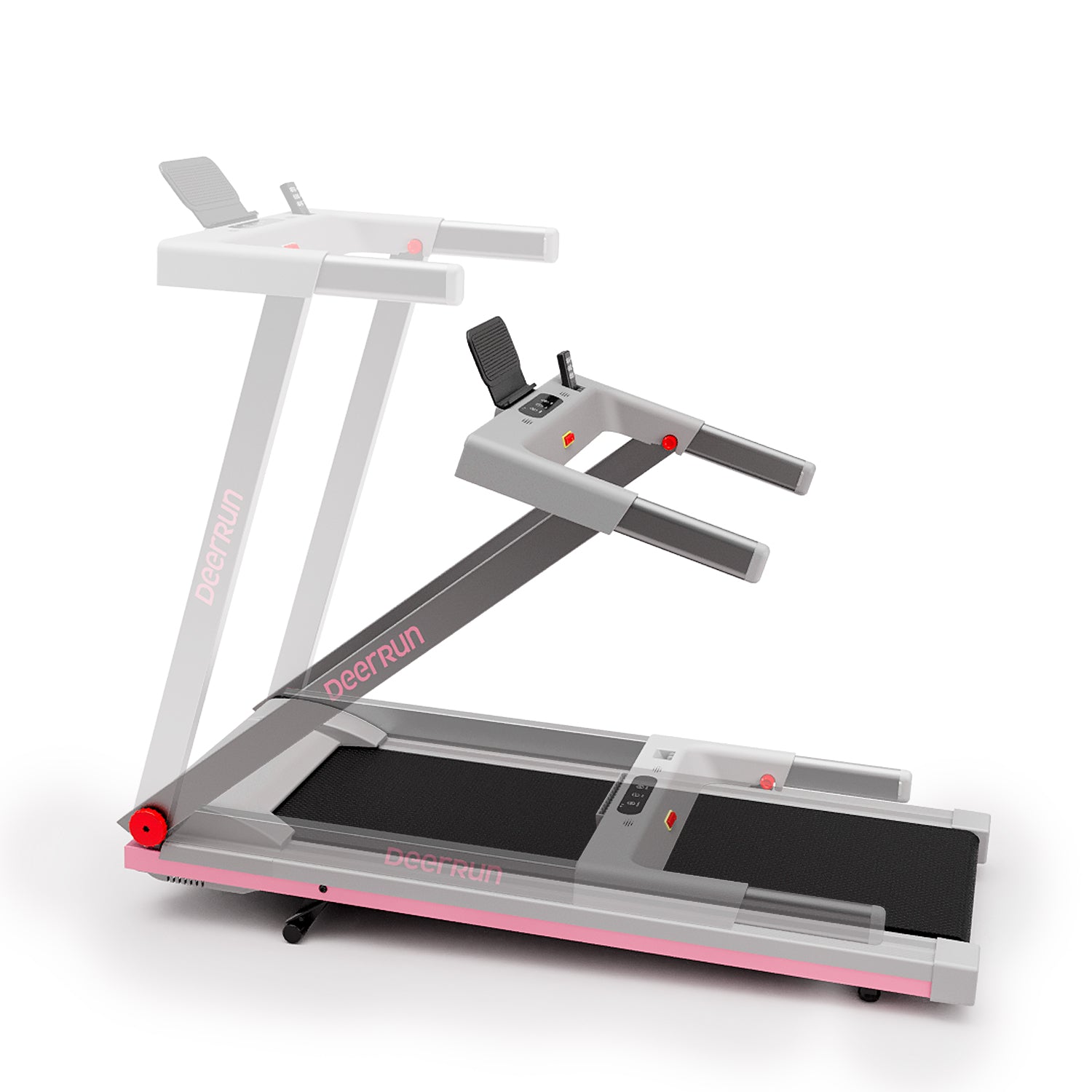 DeerRun A1 Folding Smart Treadmill with  6% Incline Pink Grey- Support Bluetooth & Remote Wireless Control