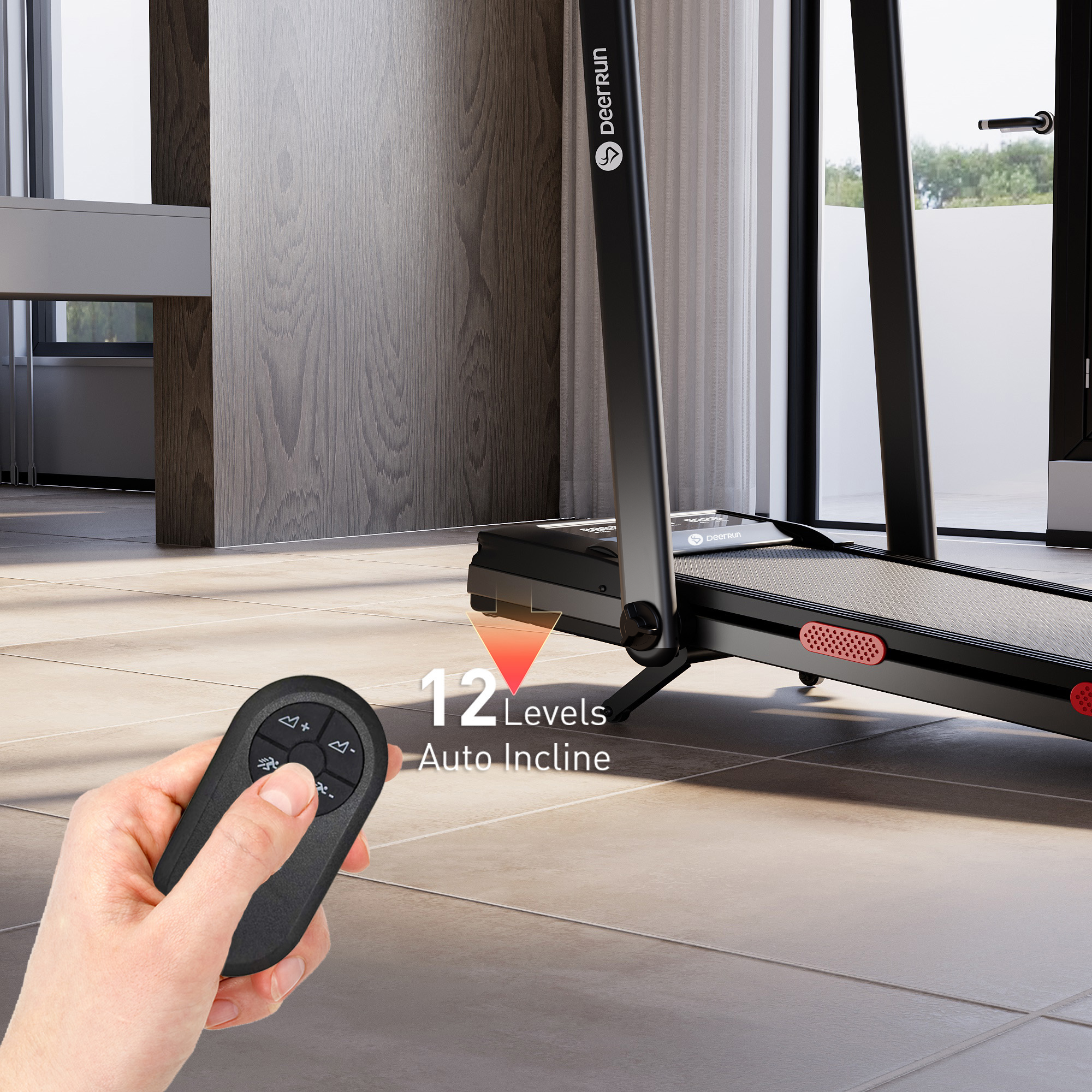 DeerRun Z10 Pro Muse Type 2 in 1 Foldable Treadmill with Remote Control, 12% Auto Incline - Black