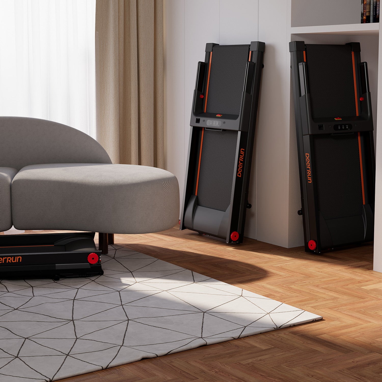 DeerRun All-New 2026 A1 Pro Move+ Smart Foldable Treadmill with 6% Incline & NFC | 350Lbs, 10mph, Black