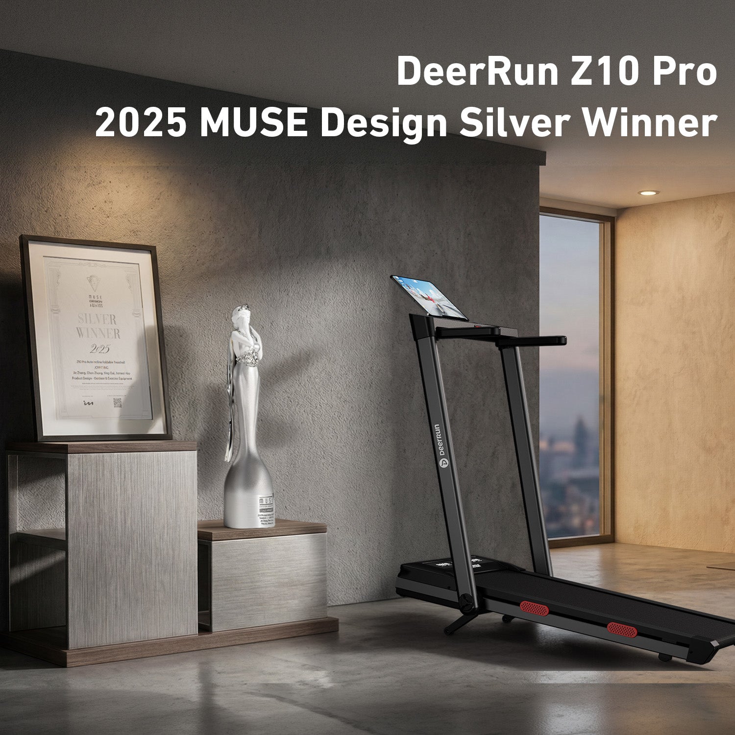 DeerRun Z10 Pro Muse Type 2 in 1 Foldable Treadmill with Remote Control, 12% Auto Incline