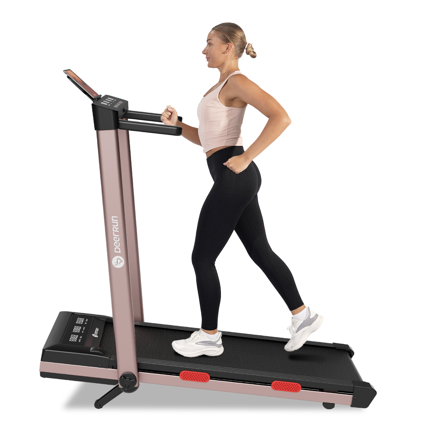 DeerRun Z10 Pro Muse Type 2 in 1 Foldable Treadmill with Remote Control, 12% Auto Incline, Rose Gold