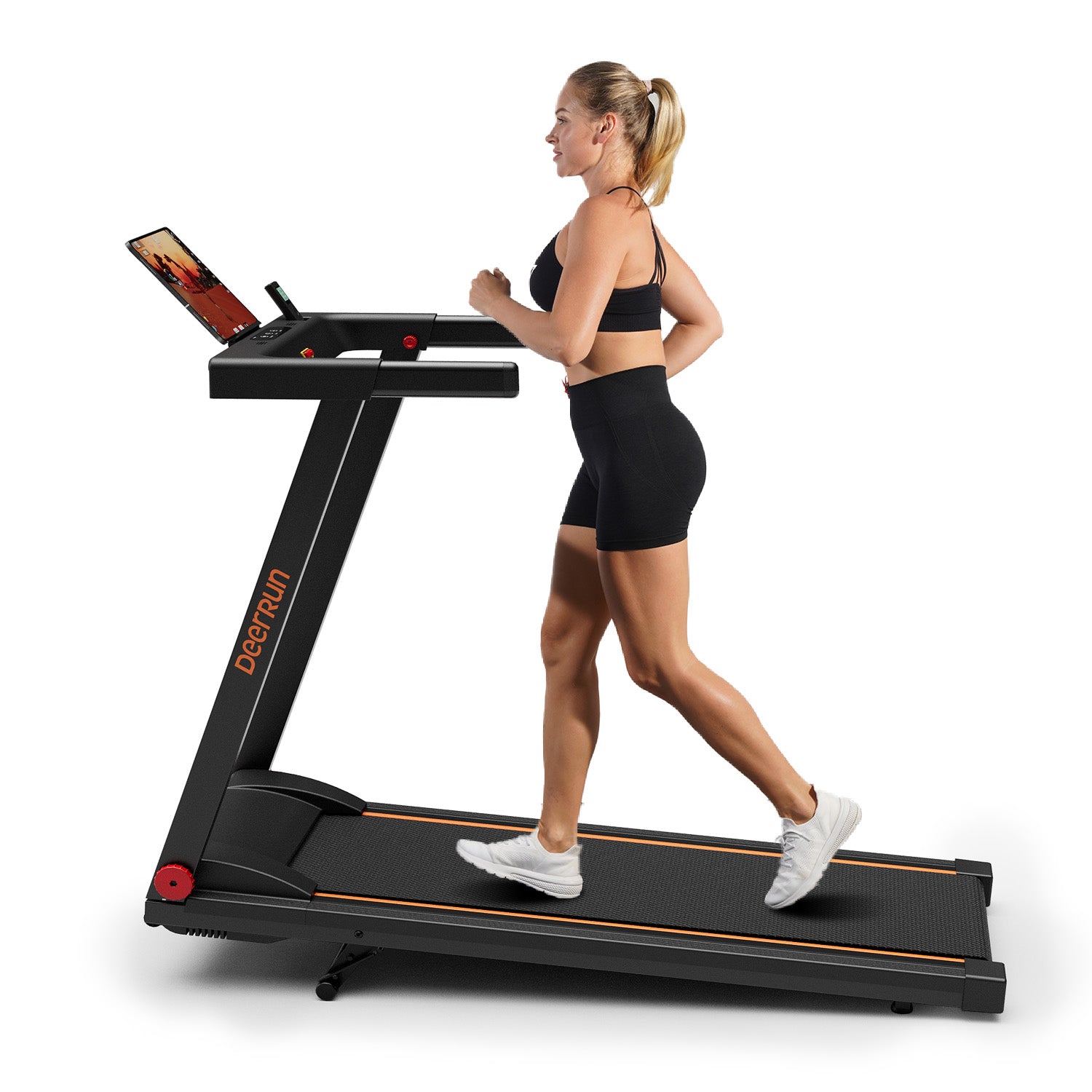 DeerRun A1 Pro Move+ Smart Foldable Treadmill with 6% Incline & NFC | 350Lbs, 10mph, Black