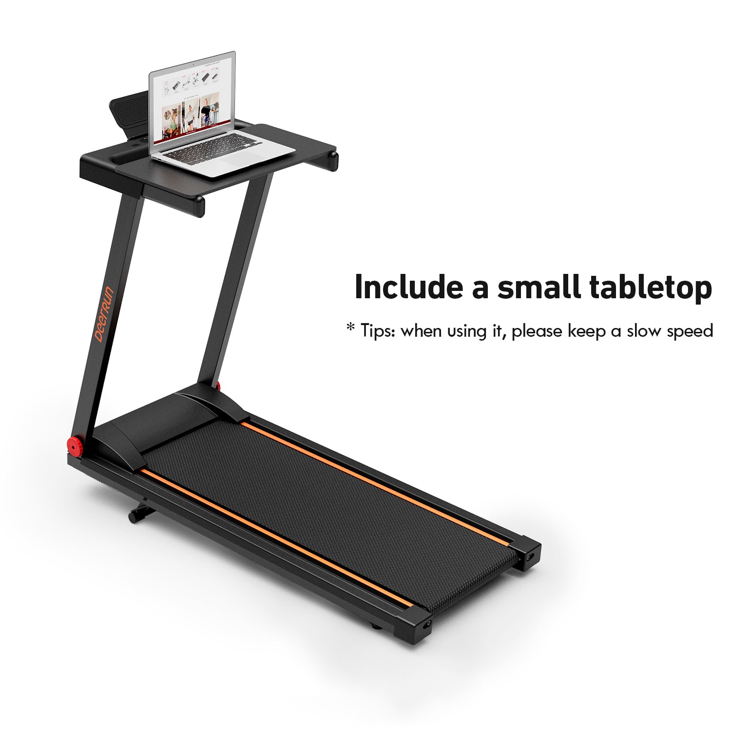 DeerRun A1 Pro Ultra Folding Smart 6% Incline Treadmill With Tabletop Orange - 3.5 HP, 350 lbs