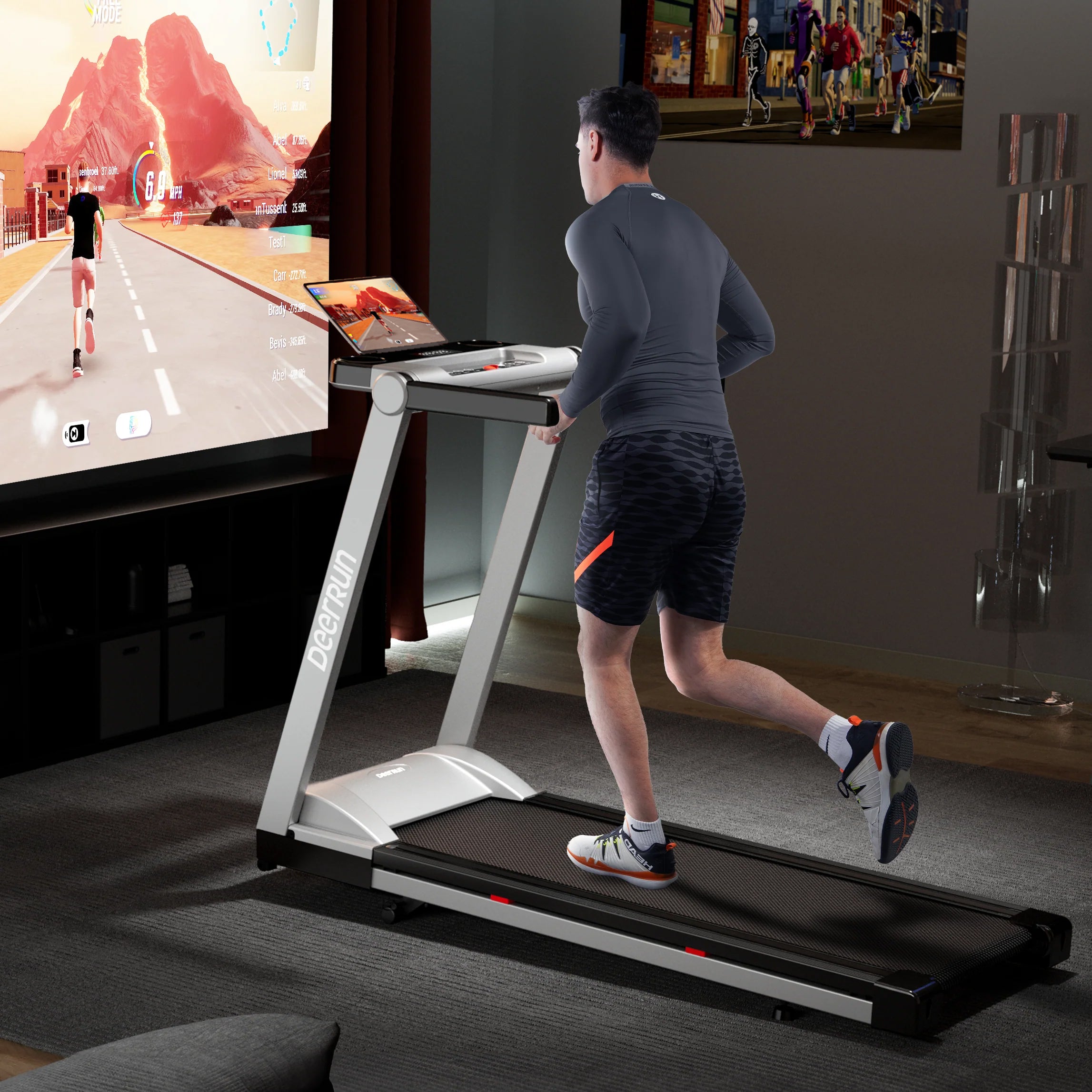 DeerRun A1 Pro Folding smart treadmill with incline Silver - 10 MPH