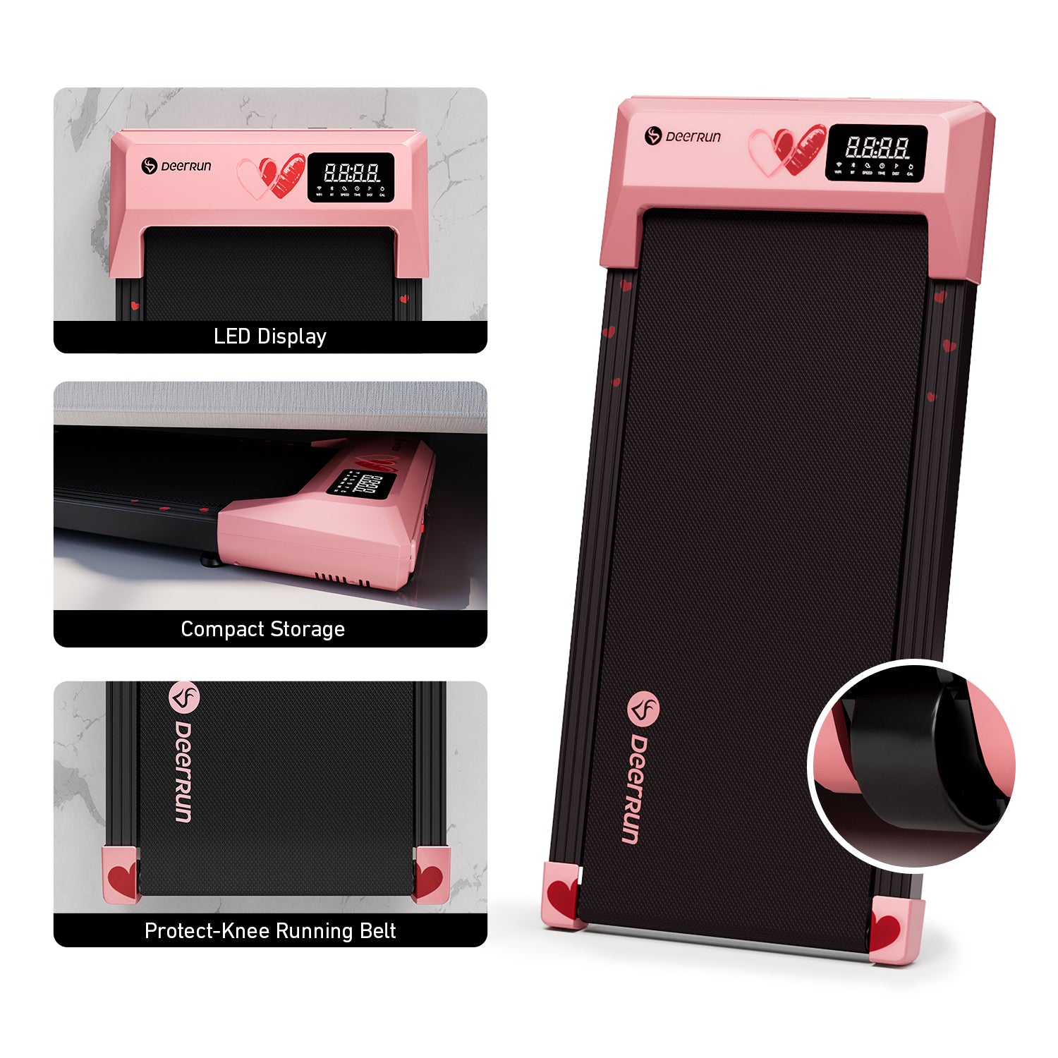 DeerRun & Valentine's Day Smart Under Desk Walkingpad Treadmill - Heart Beats Model Limited Edition